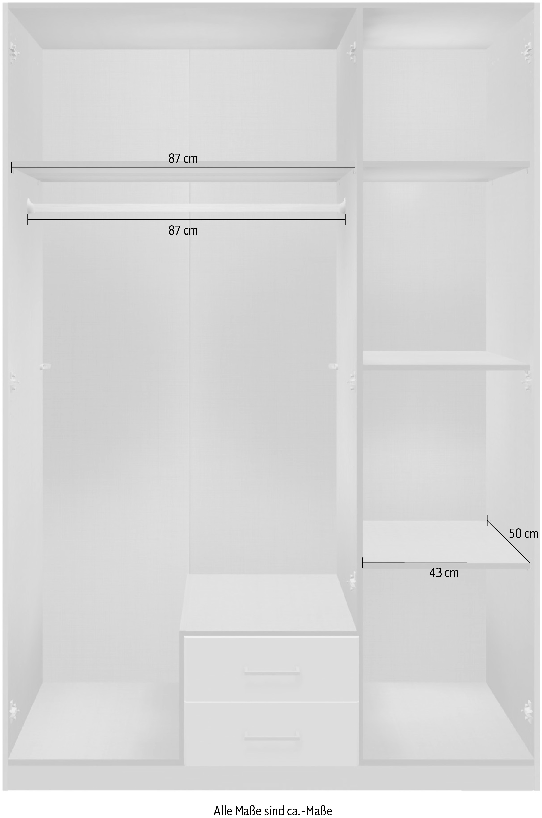 Wimex Drehtürenschrank »Texel in der Breite 135cm« mit Metallgriffen