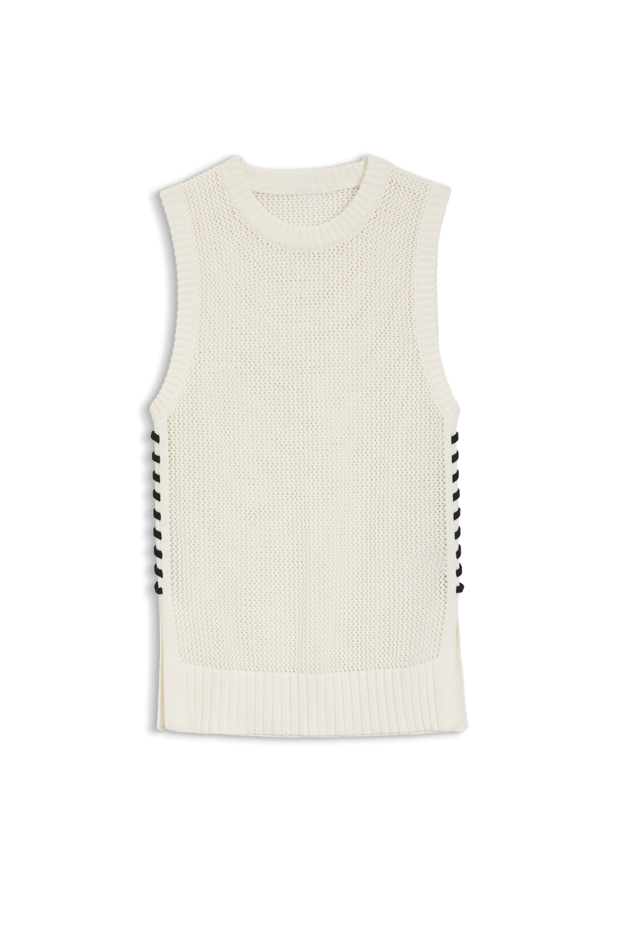 BOSS ORANGE Stricktop »Favignon Premium Damenmode« mit Schnürdetails in Kontrastfarbe, Relaxed Fit