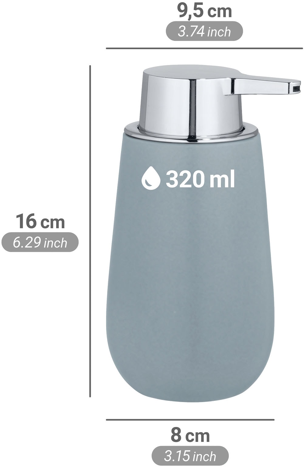 WENKO Seifenspender »Badi« Dosierspender aus hochwertiger Keramik, mattierte Oberfläche, 320 ml