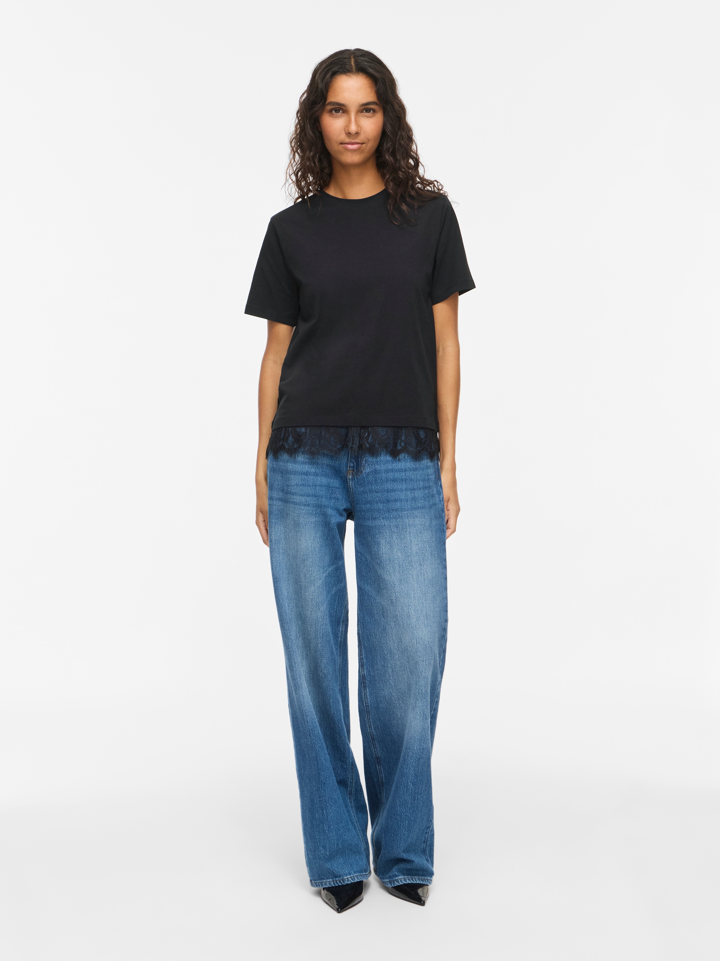 Vila Spitzenshirt »VINORA S/S LACE T-SHIRT - NOOS« Baumwollmischung, regular fit, mit Spitze