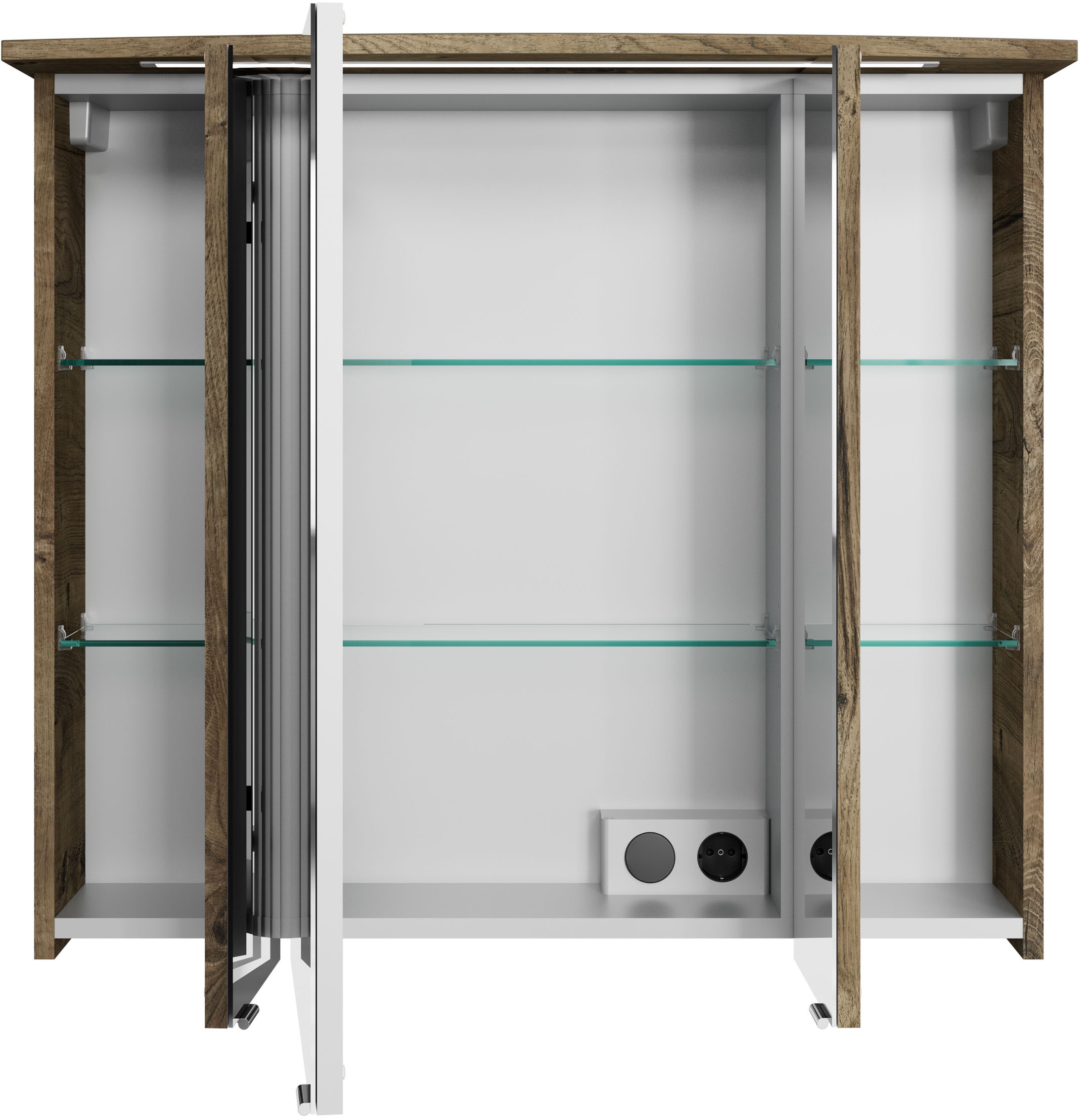Saphir Badmöbel-Set »Serie 4010 2-teilig Keramik-Waschtisch mit LED-Spiegelschrank«, (Set), Badezimmer Set 84 cm breit, inkl. Türdämpfer, 3 Türen, 2 Schubladen