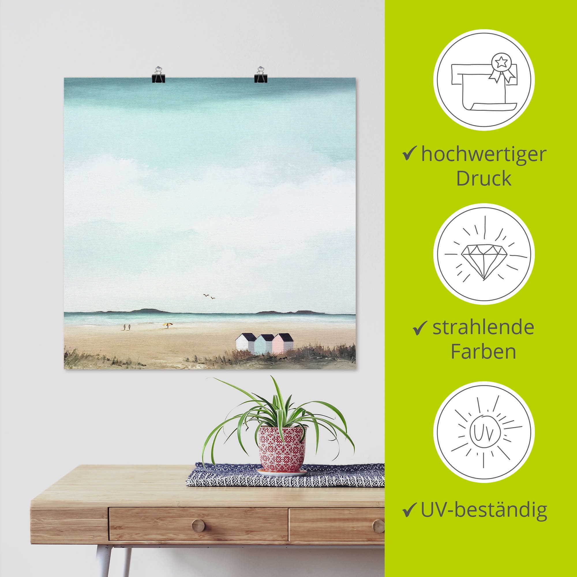 Artland Wandbild »Sonniger Morgen IV« Strand 1 Stk. tlg. als Leinwandbild, Poster in verschied. Größen