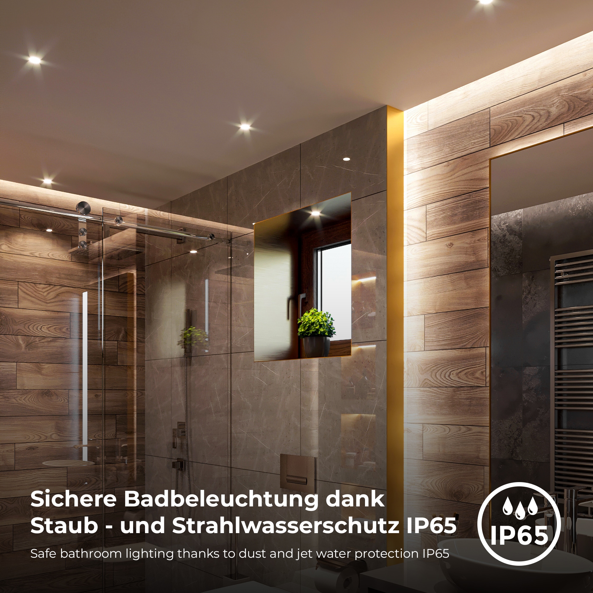 B.K.Licht LED Einbauleuchte »5er Set Bad Einbaustrahler, IP65, Dimmbare Deckenspots«, 1 flammig, Leuchtmittel LED-Modul | LED fest integriert, 3.000K, 480Lm, 4,9W, Kunststoff, 9 x 4,2 cm