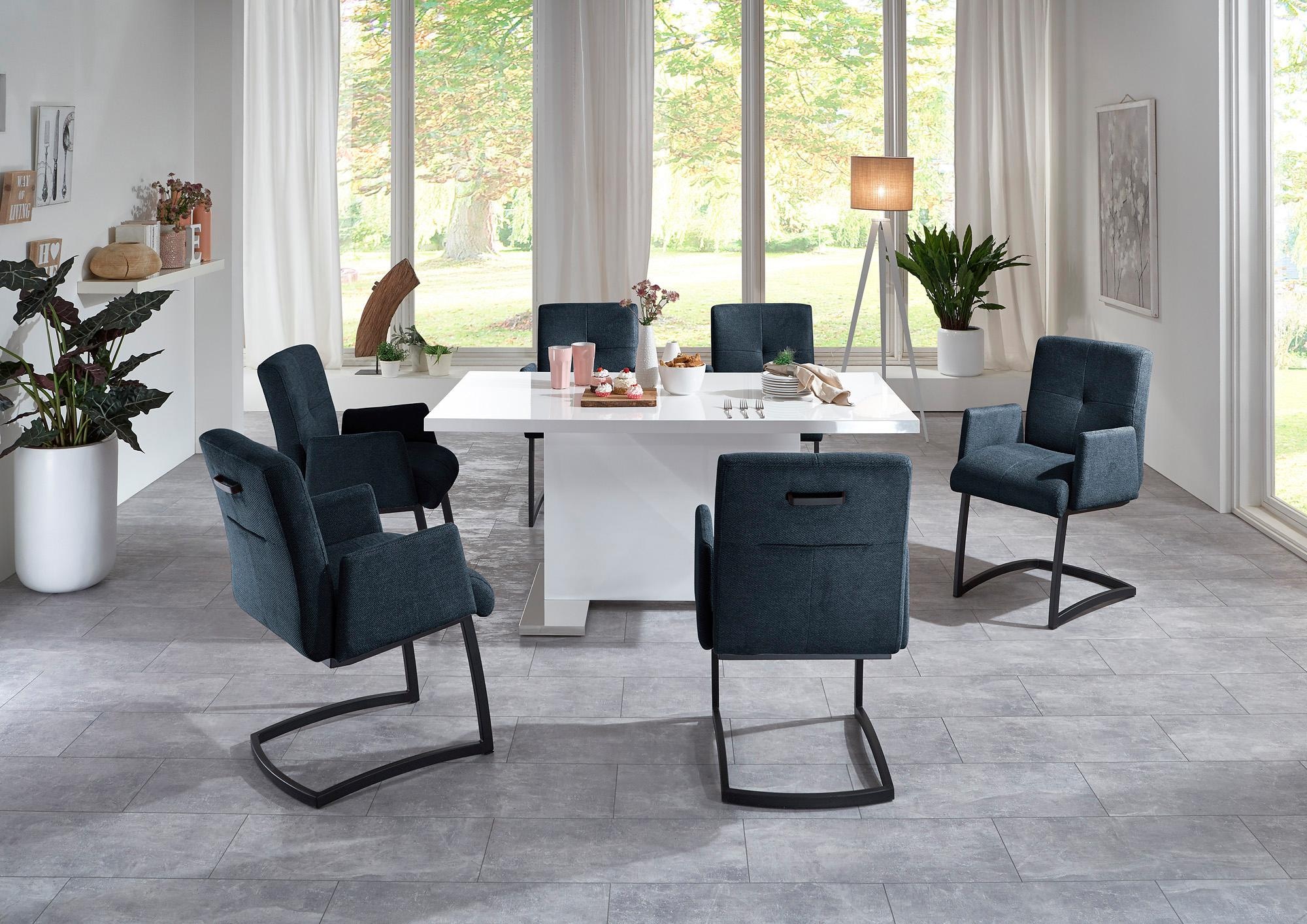 exxpo - sofa fashion Freischwinger »Affogato mit komfortablen Armlehnen«, Struktur, attraktiven Kreuznaht in der Rückenlehne