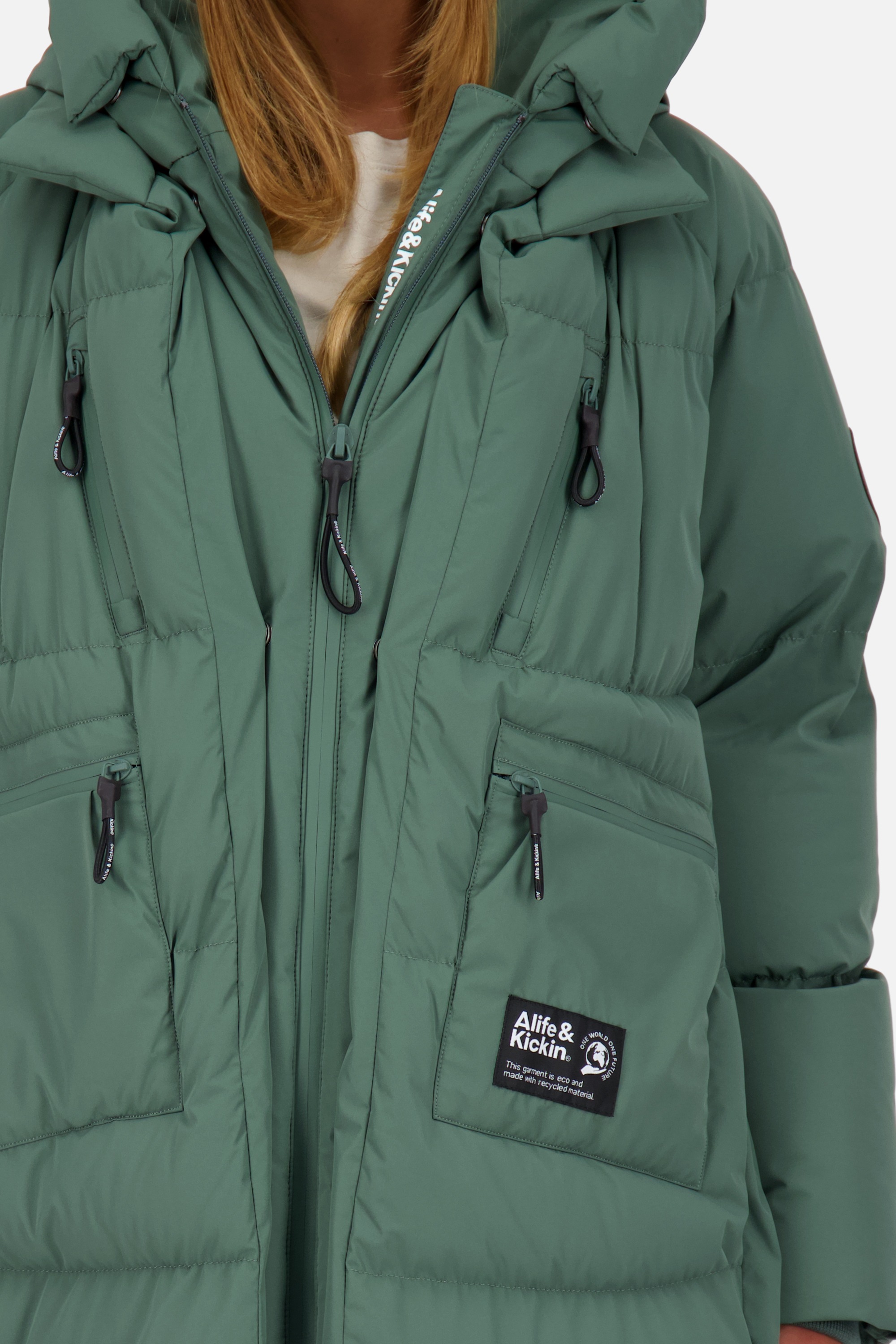 Alife & Kickin Winterjacke »Damen RihannaAK A«, mit Kapuze, Langer, warmer Wintermantel mit großer Kapuze und Fleece Innenfutter
