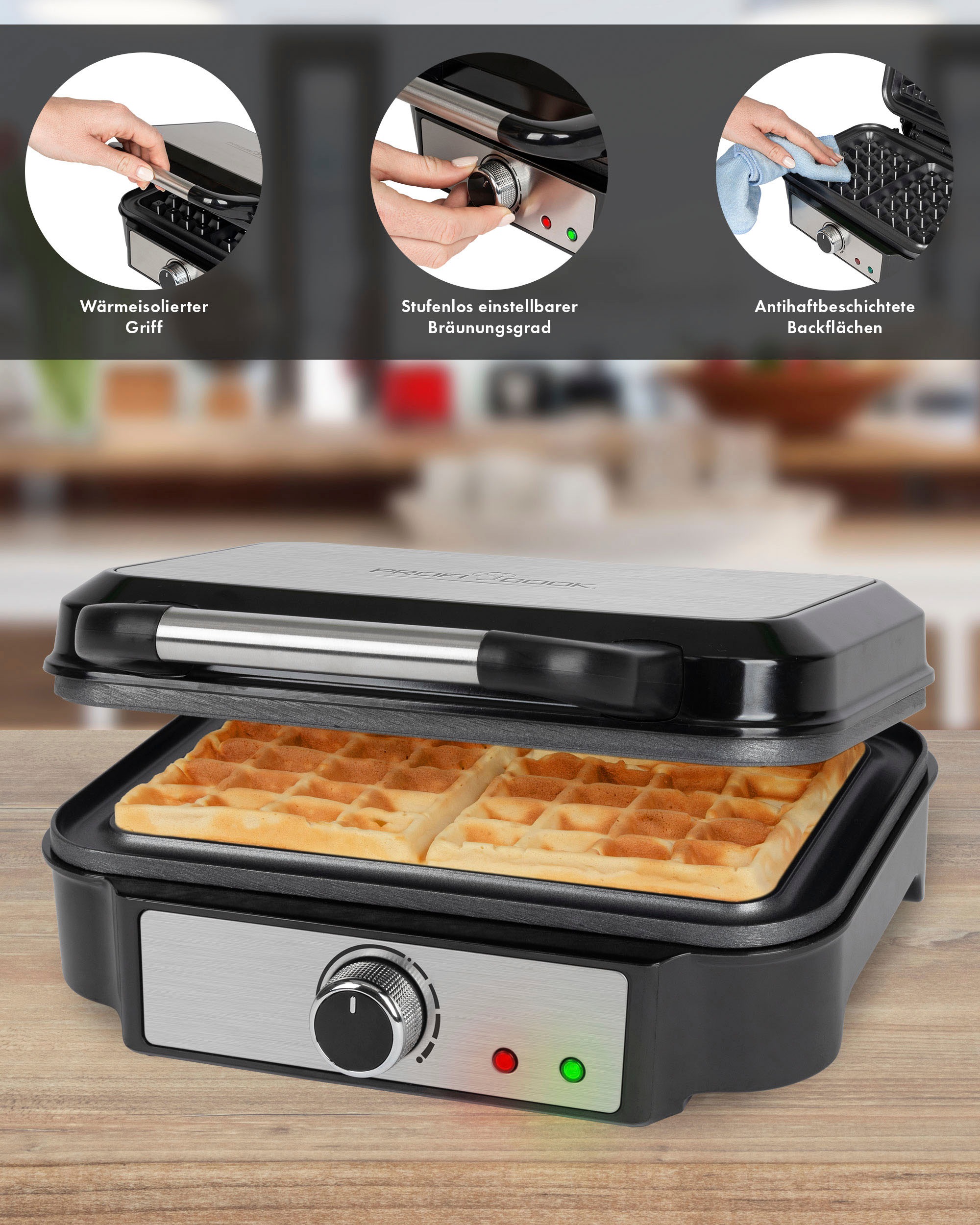 ProfiCook Waffeleisen »PC-WA 1240 inox«, 1000 W