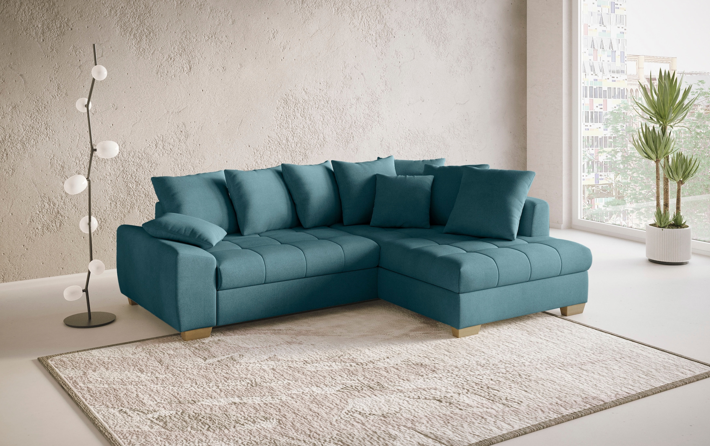 Mr. Couch Ecksofa »Nikita II, L-Form, bis 140kg pro Sitzplatz belastbar«, mit Kaltschaumpolsterung, wahlweise mit Bett und Bettkasten
