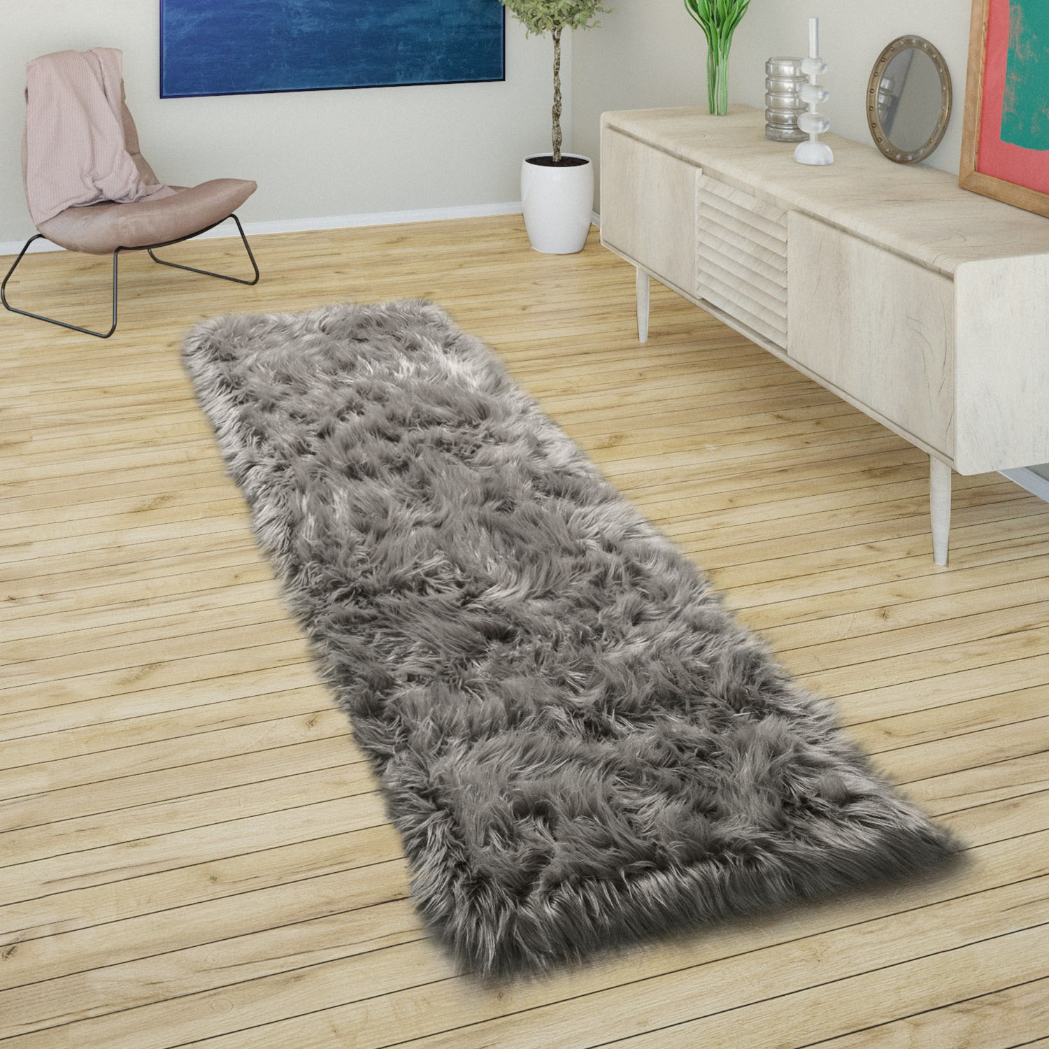 Paco Home Hochflor-Läufer »Playa 960«, rechteckig, 64 mm Höhe, Läufer, Kuns günstig online kaufen