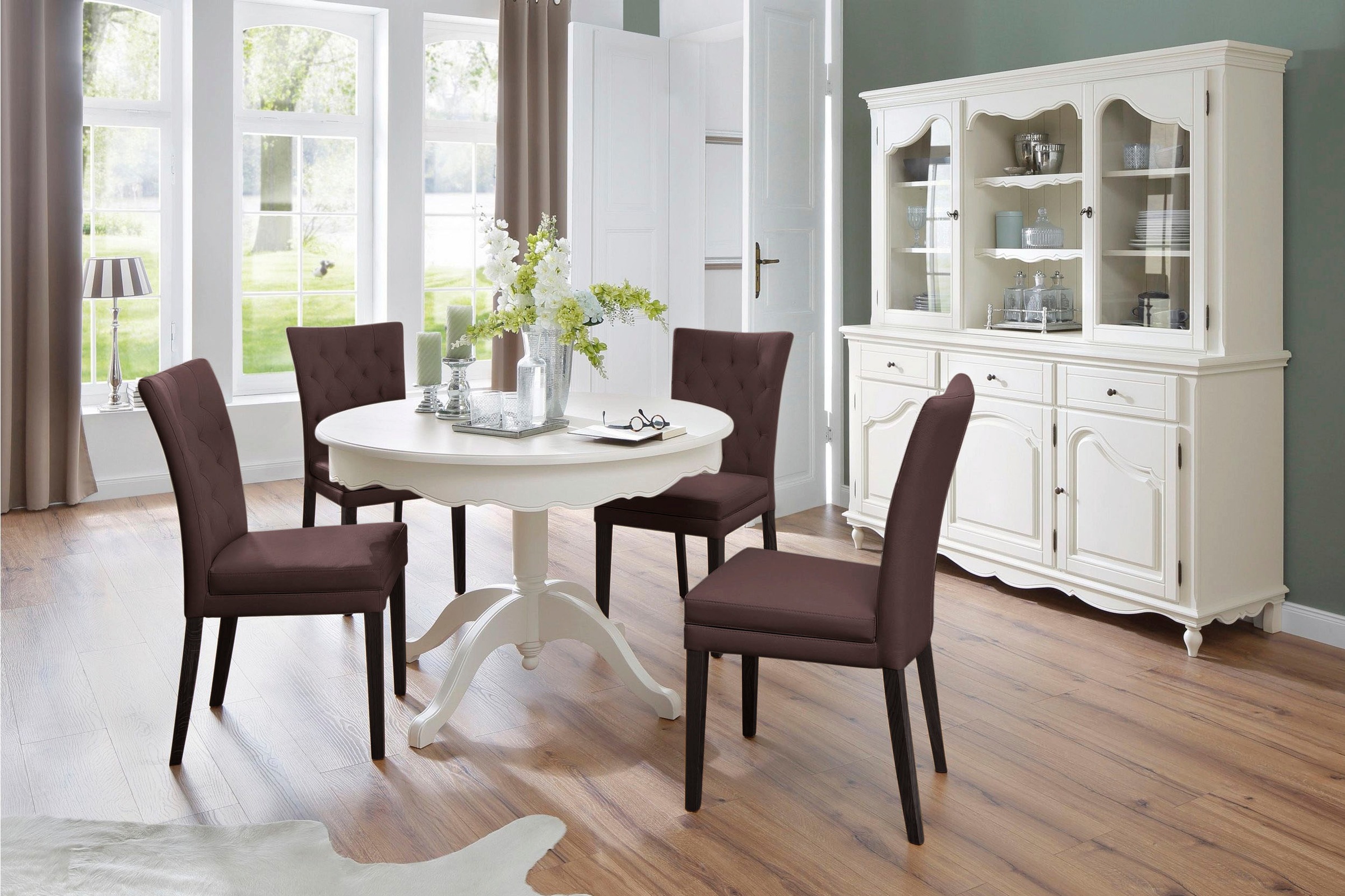 Home affaire 4-Fußstuhl »Colorado«, (Set), 6 St., Kunstleder, Beine aus Buche, wengefarben lackiert, Im 2er, 4er oder 6er-Set