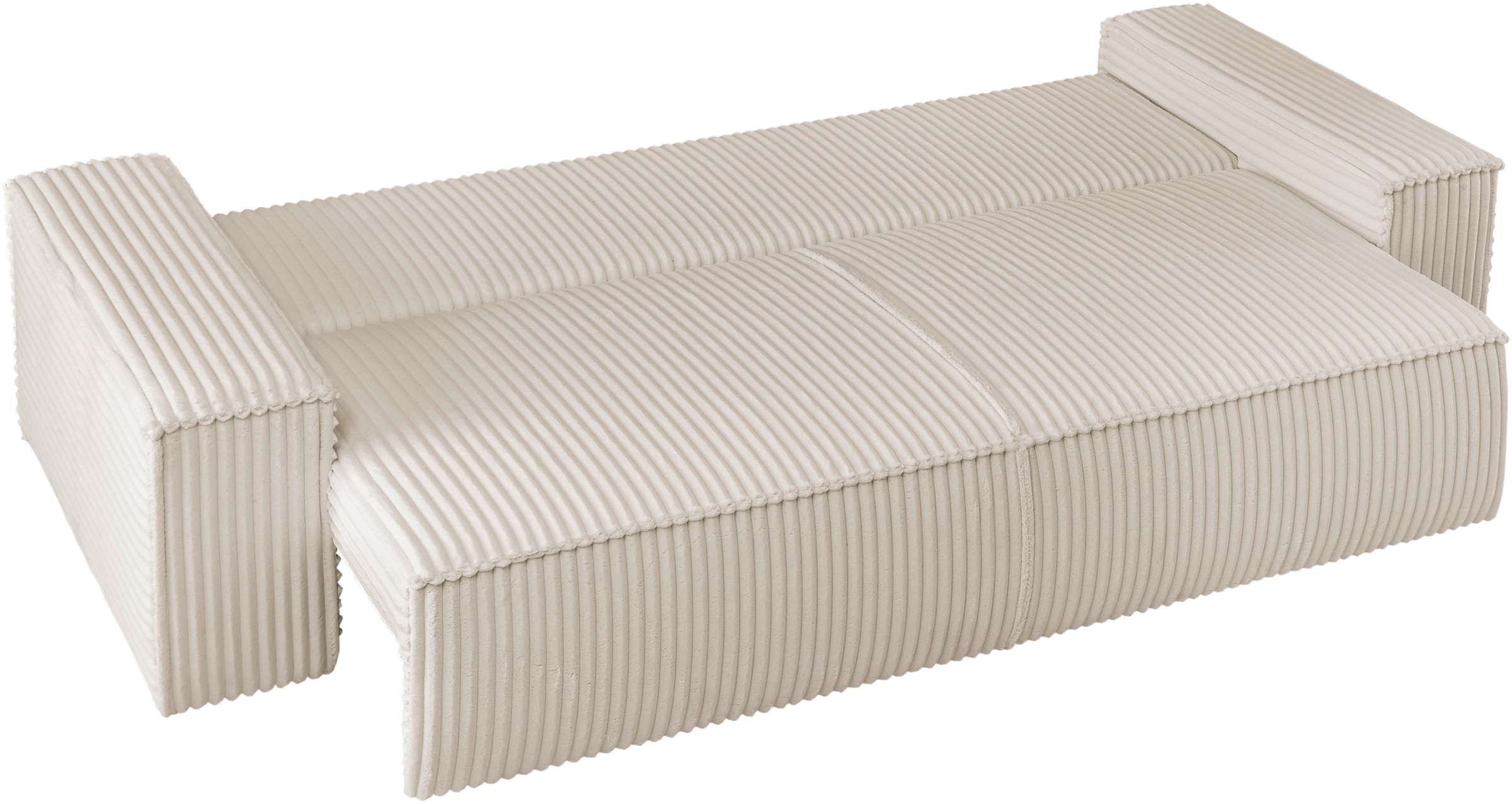 andas 3-Sitzer »FINNLEY Schlafsofa 257 cm, Schlaffunktion mit Bettkasten (200/136cm)«, in Aqua Clean-Bouclé, Struktur fein u. Cord