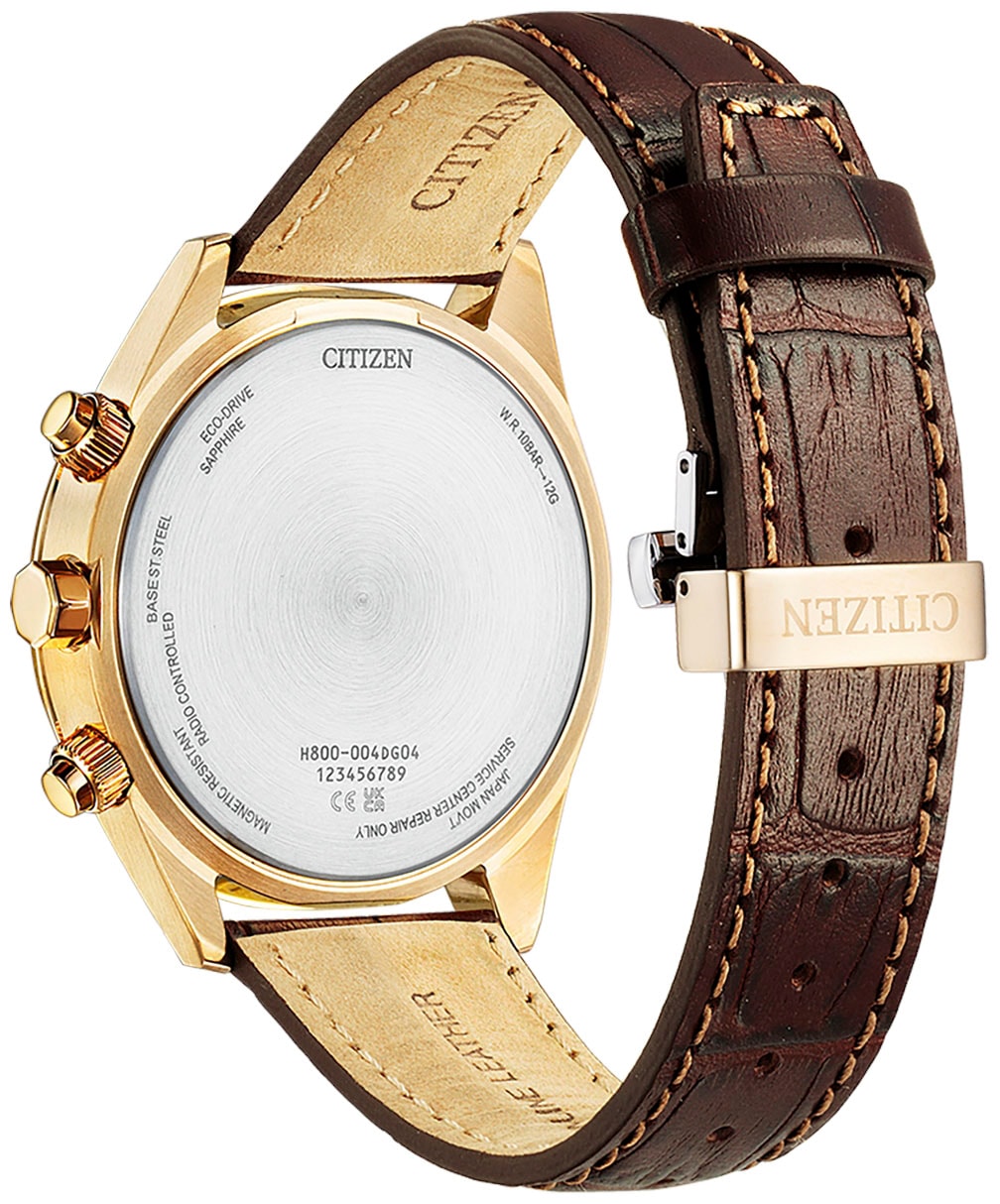 Citizen Funk-Multifunktionsuhr, Armbanduhr, Herrenuhr, Solar, Lederarmband, Saphirglas, Datum