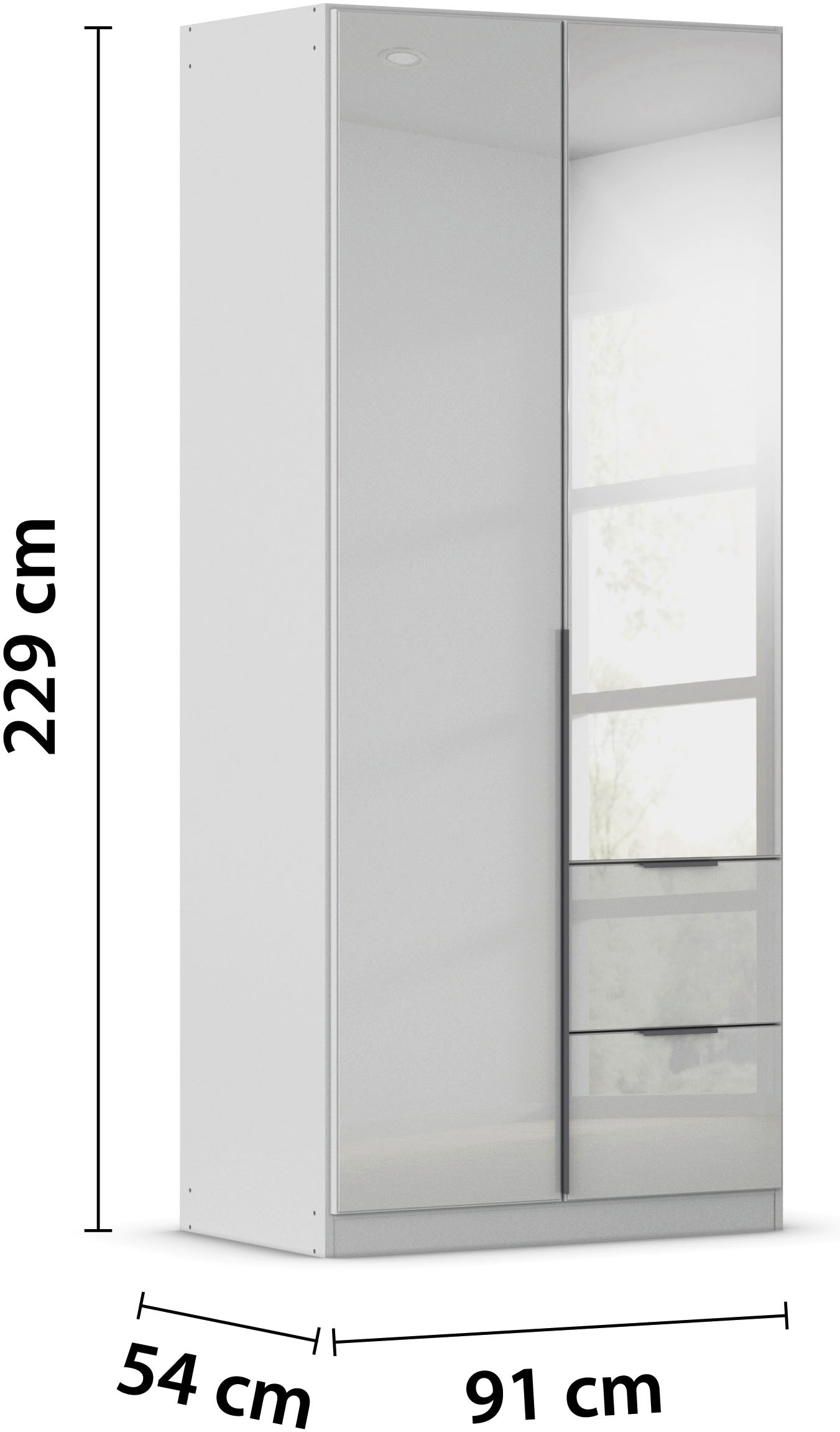 rauch Drehtürenschrank »Kleiderschrank Kleiderschränke Schrank Garderobe AGORDO mit Glasfront«, (in zwei Griff-Farben mit Glasfront), mit Außenschubkästen, in 6 Breiten und 2 Höhen MADE IN GERMANY