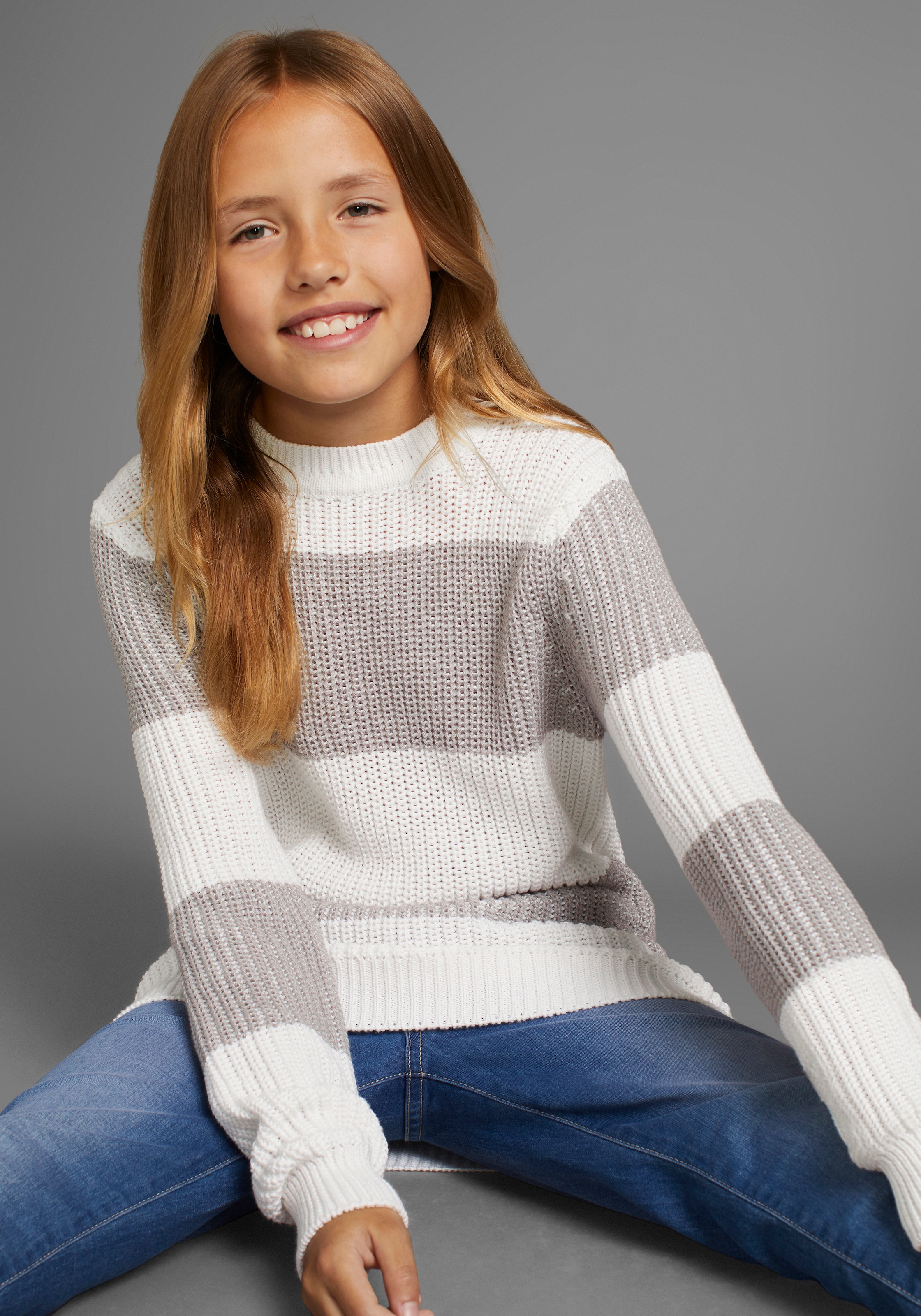 KIDSWORLD Strickpullover »Streifenpullover mit breitem Muster« , modisches Streifendesign für Mädchen