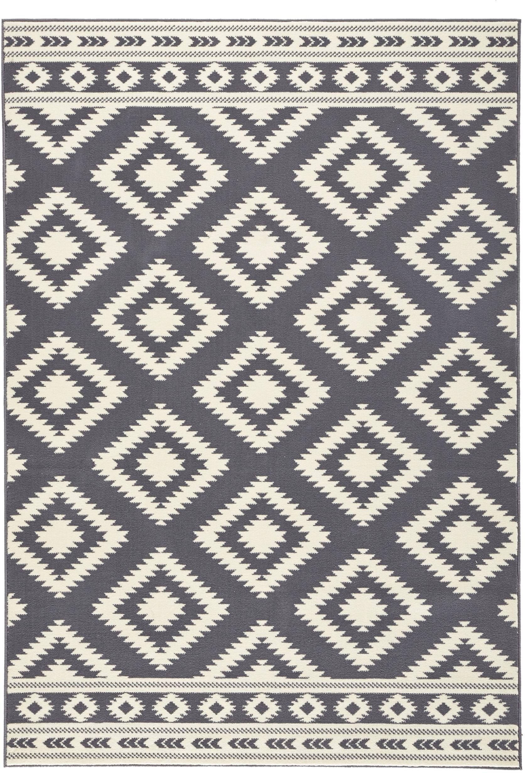 HANSE Home Teppich »Ethno«, rechteckig, 9 mm Höhe, Kurzflor, Velours Haptik, Rauten Muster, Gekettelt