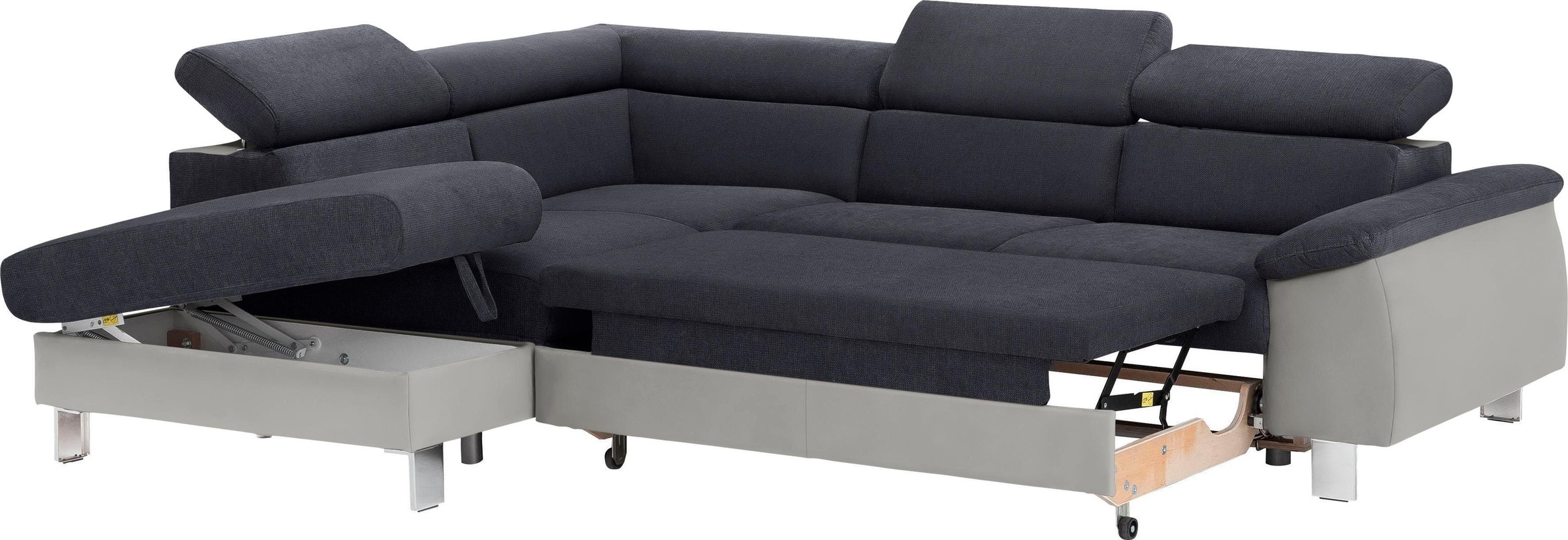 COTTA Polstergarnitur »Komaris L-Form«, (Set), Set bestehend aus: Ecksofa mit Kopfteilverstellung & Hocker