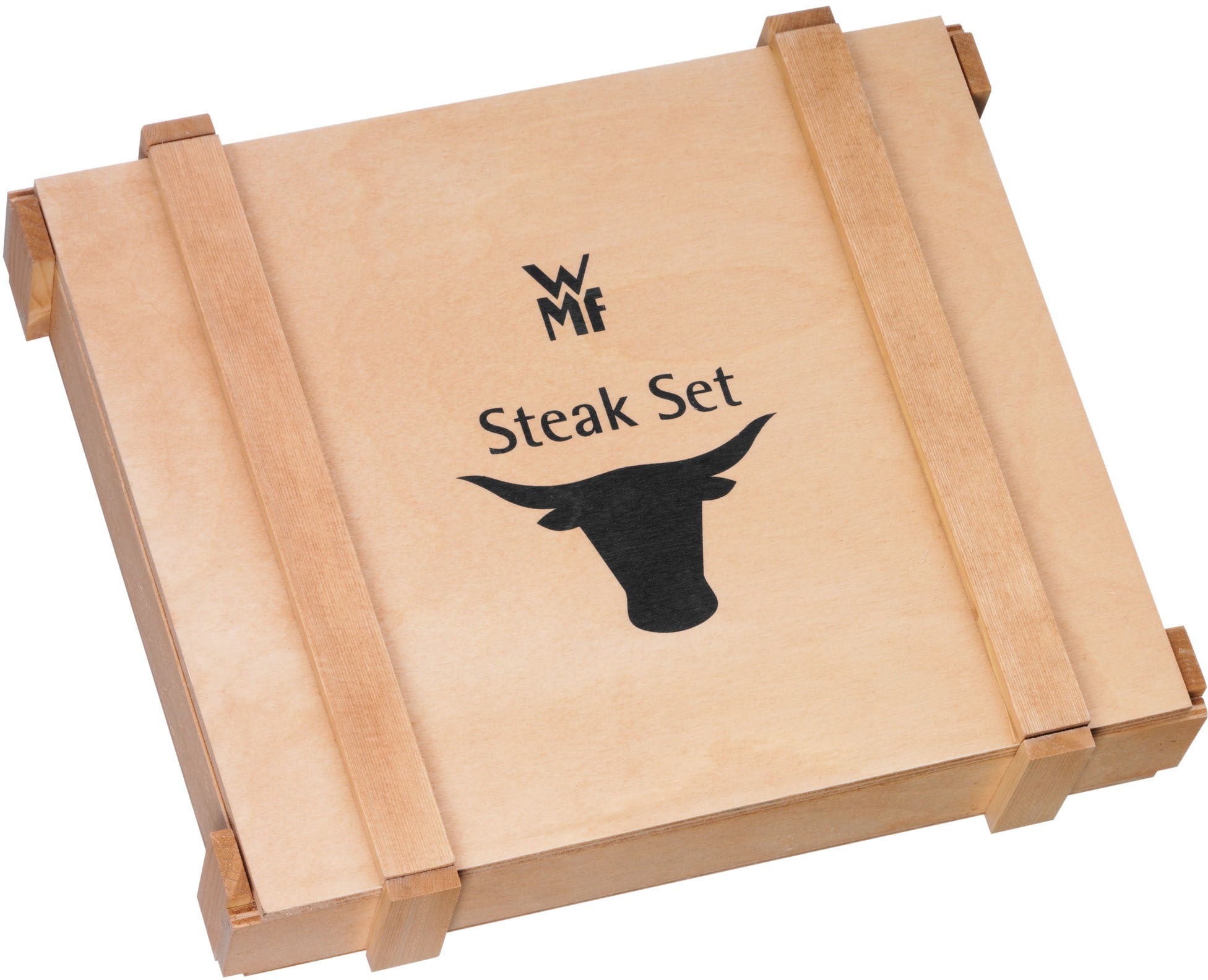 WMF Steakbesteck »Ranch«, (Set, 12 tlg.), mattiert, Eichenholz geölt