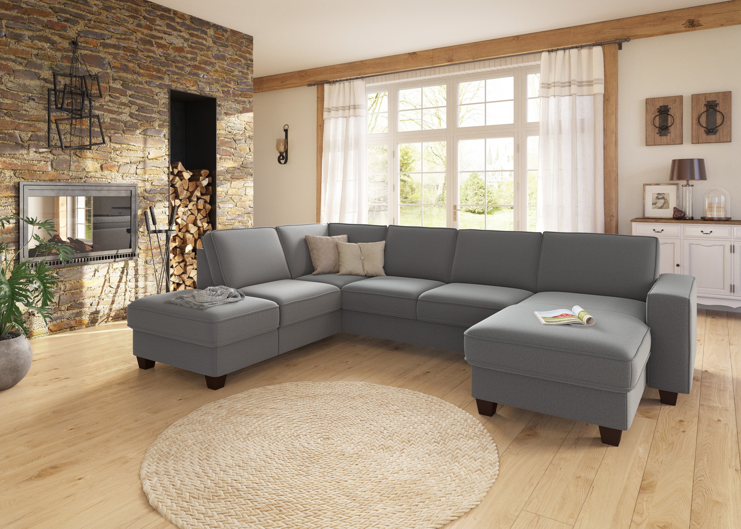 Home affaire Wohnlandschaft »County U-Form« wahlweise Ottomane links oder r günstig online kaufen