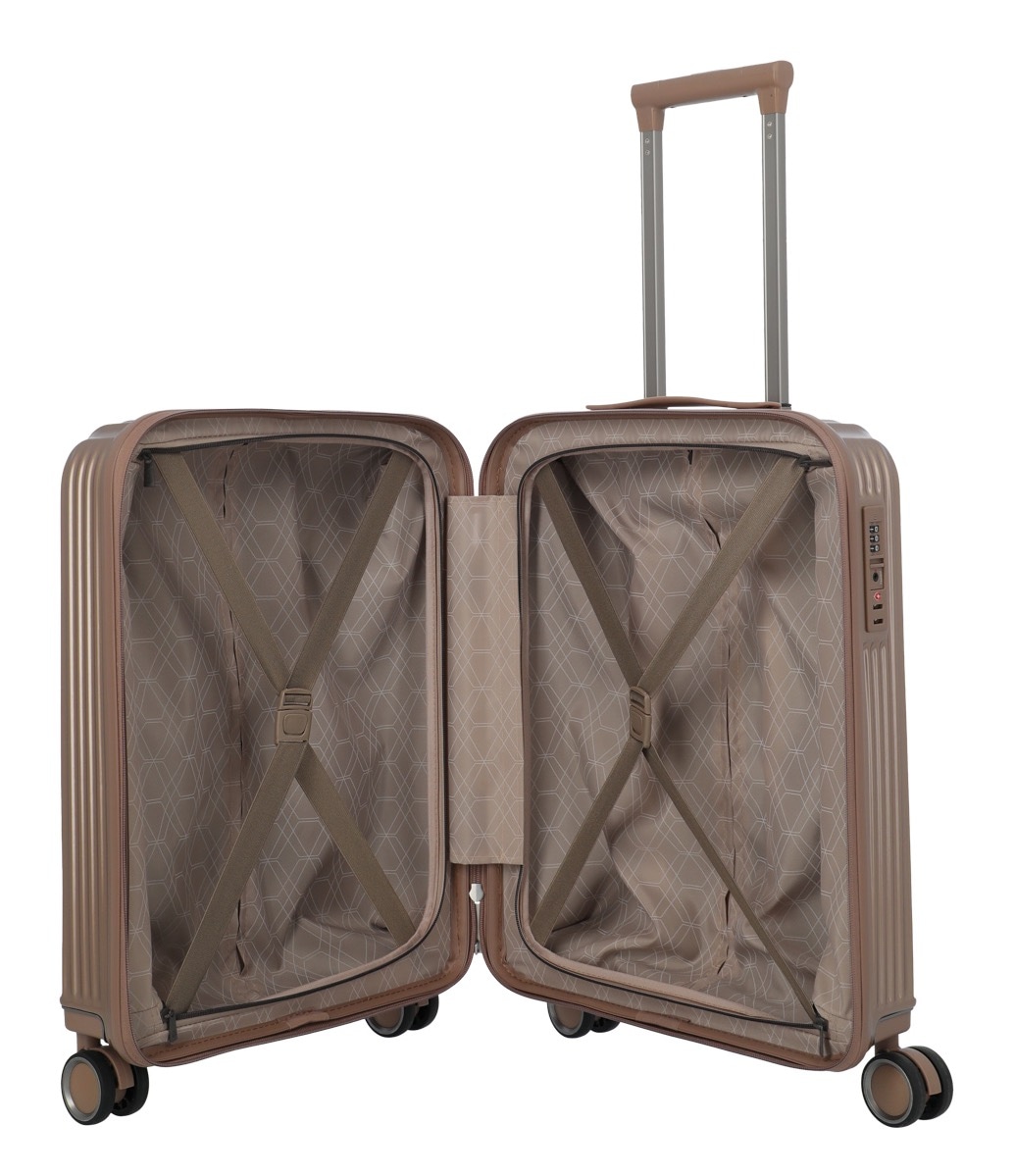 travelite Hartschalen-Trolley »PAROS, in verschiedenen Größen«, 4 Rollen, Reisegepäck Hartschalen-Koffer Kreuzspanngurte