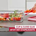 Emsa Frischhaltedose »Clip & Close Glas«, (Set, 3 tlg.), 0,18/0,45/1,3L, gefrier-,backofen-,mikrowellen- und spülmaschinenfest