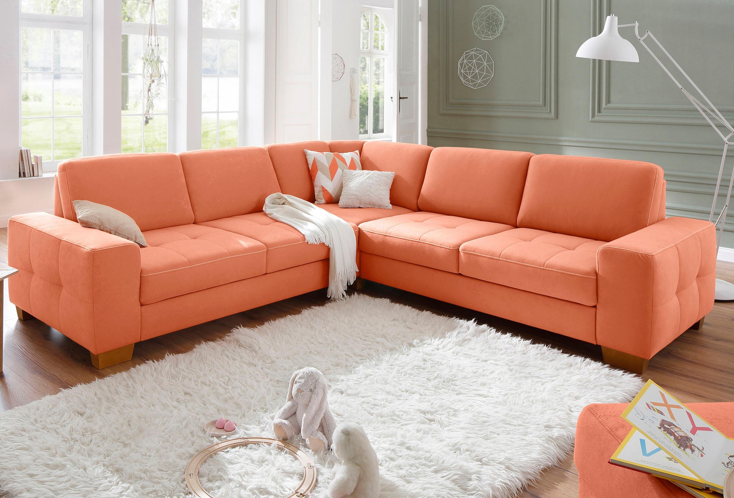 Home affaire Ecksofa »Puccini L-Form«, mit Federkern, Sitztiefenverstellung, Kontrastnaht