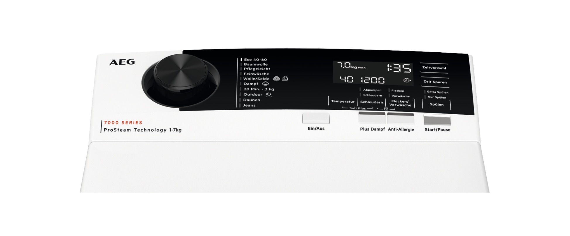 AEG Waschmaschine Toplader 7000 ProSteam® »LTR7A37STL« 7 kg 1300 U/min ProSteam®: Auffrischen mit Dampf statt Waschen und 96 % Wasser sparen