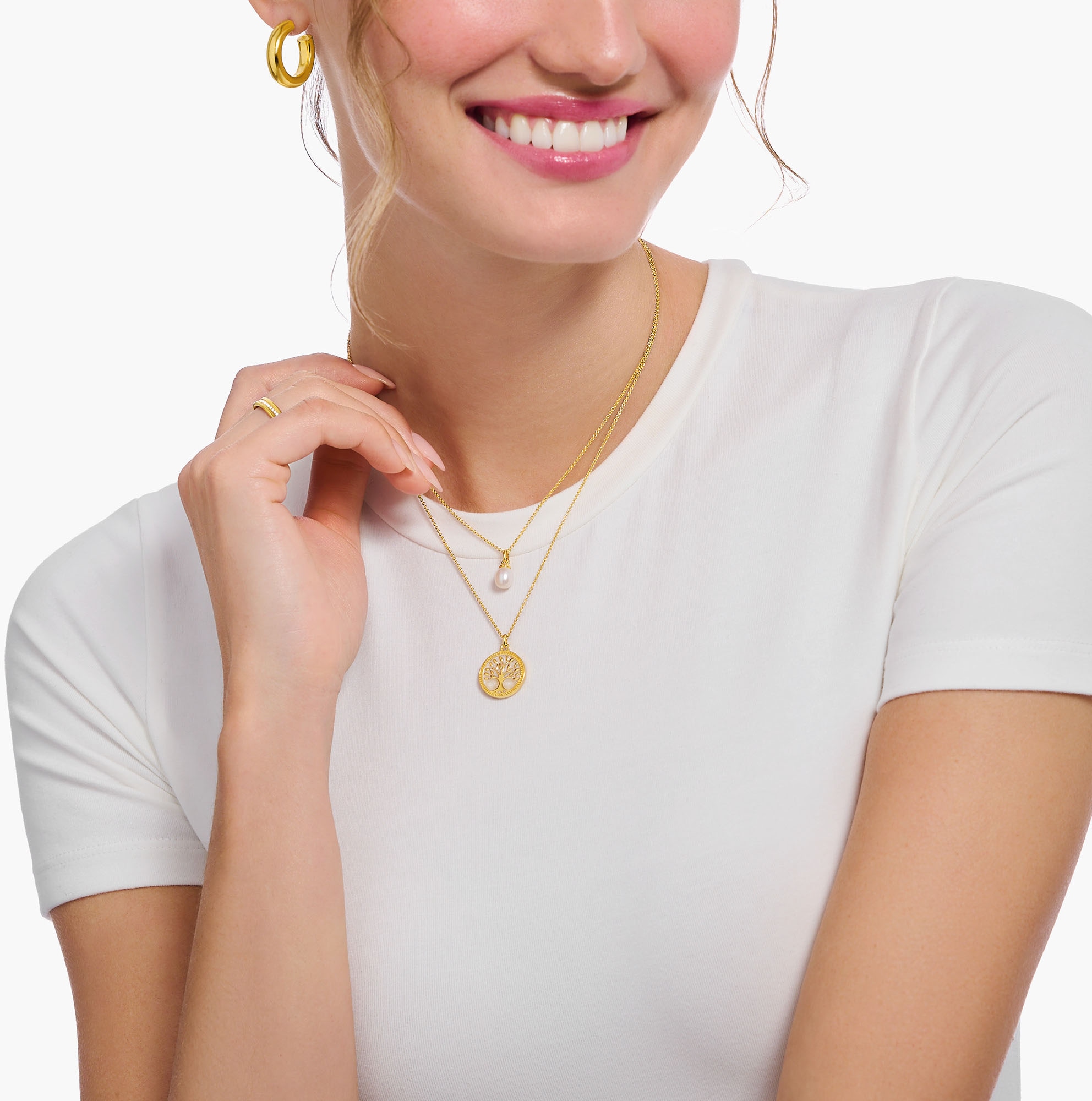THOMAS SABO Kette mit Anhänger »Perlen-Anhänger, KE2238-430-14-L45V«, mit Süßwasserzuchtperle