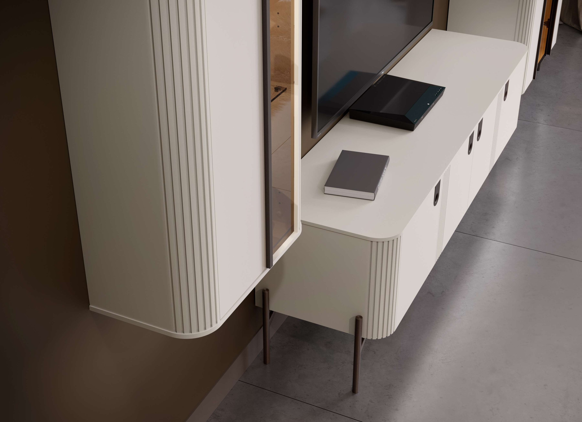 Home affaire Hängevitrine »Rondo, Wandschrank, Schwebendes Design für modernen Wohnraum« UV lackiert, Soft Close Funktion, Beleuchtung, Wandmontage