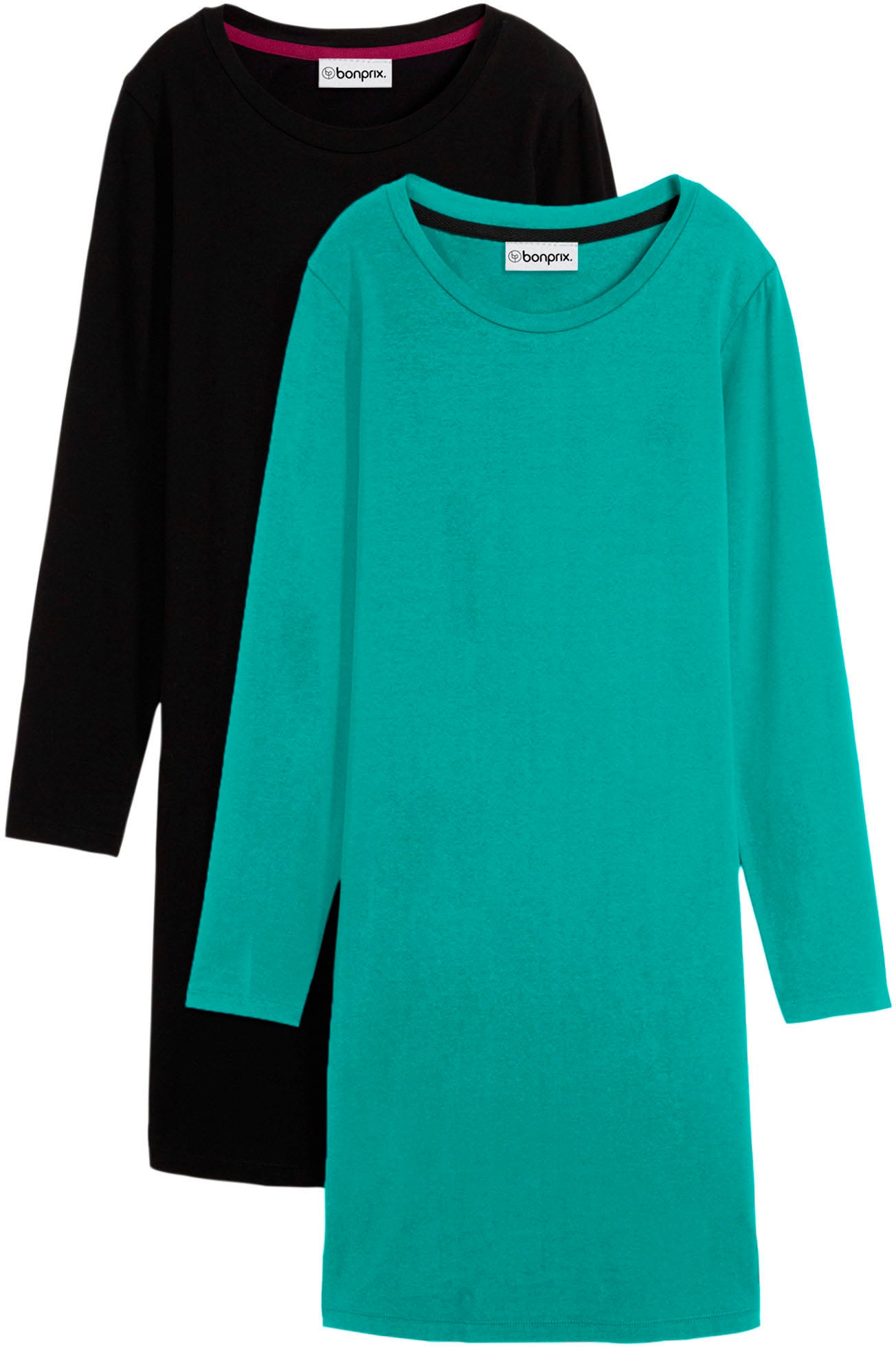 bonprix Jerseykleid »Figurbetontes Jerseykleid (2er Pack)« Packung, 2 Stk. tlg. für Alltag, schmale Passform, aus Baumwollmischung, kniefrei