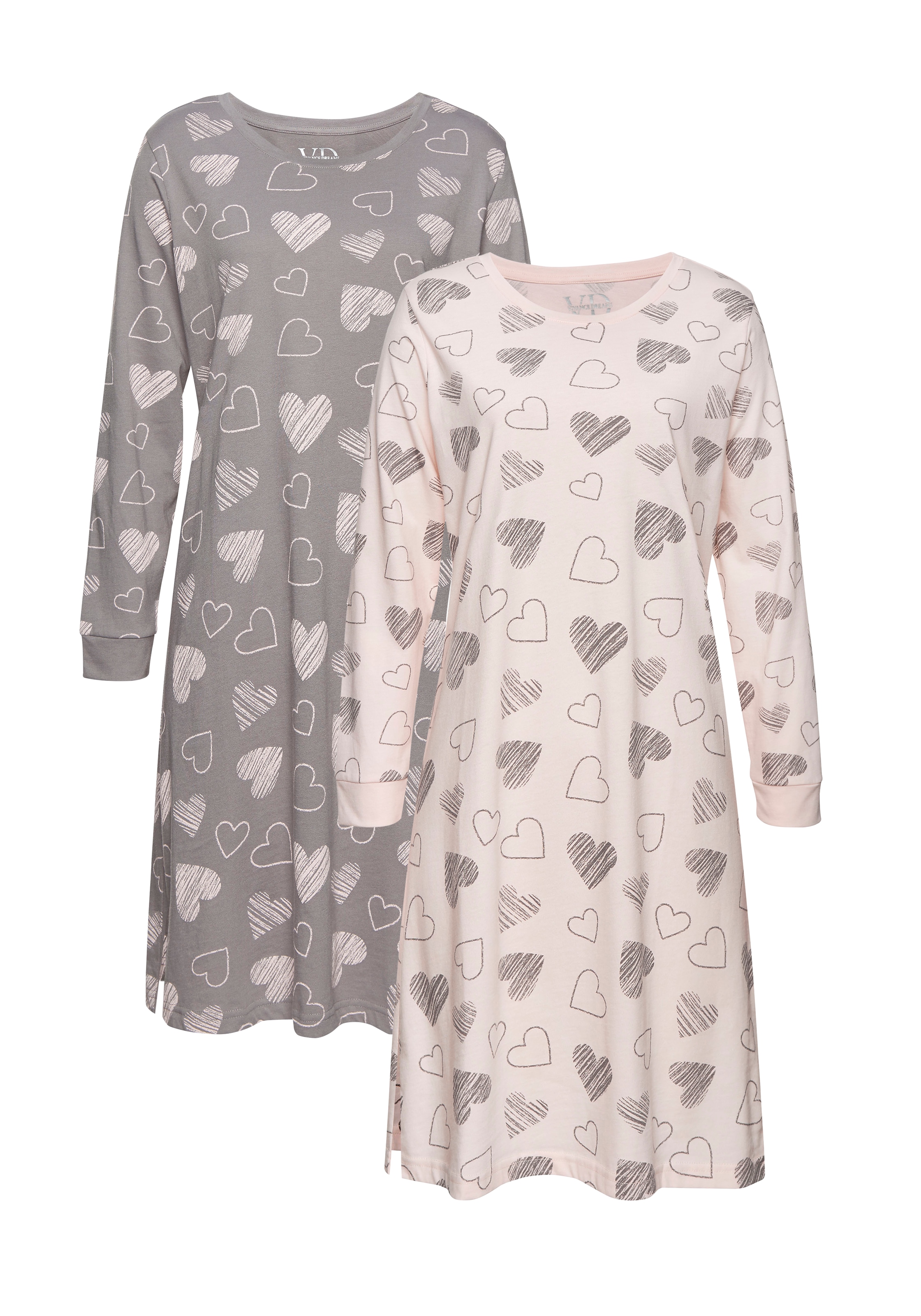 Vivance Dreams Nachthemd 2er Pack,  mit süßem Herzprint