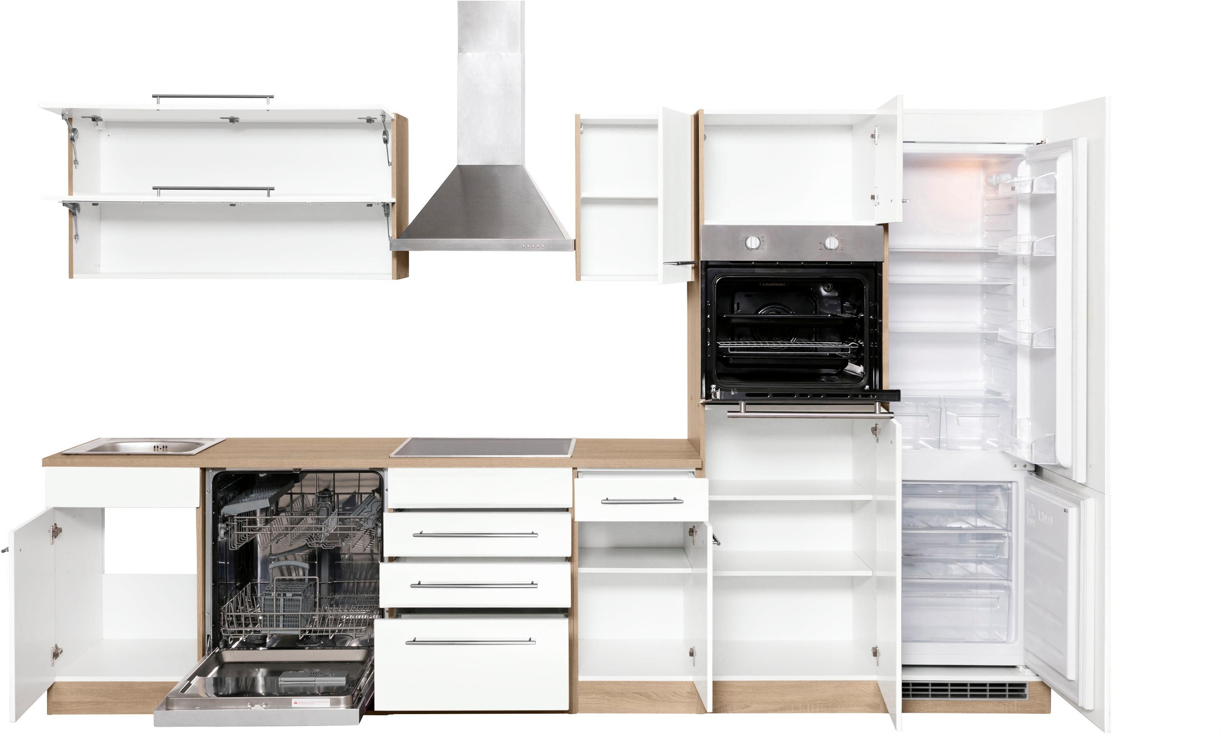 KOCHSTATION Küchenzeile »KS-Eton« mit E-Geräten, Breite 330 cm