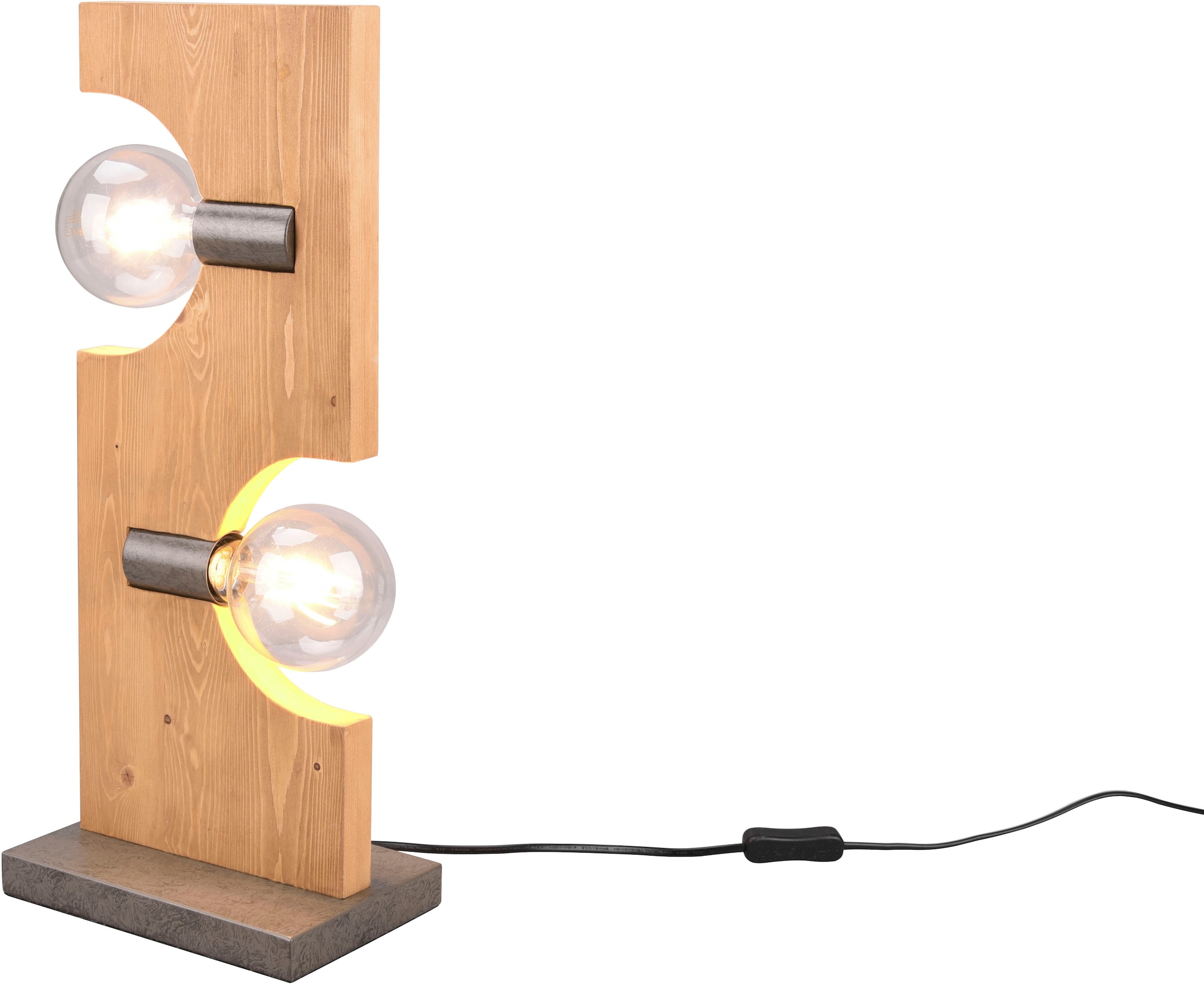max TRIO flammig-flammig, kaufen online Holz Schreibtischlampe 2xE27 2 Tischleuchte Schnurschalter, exkl. naturbelassen »Tailor«, 10W, Leuchten