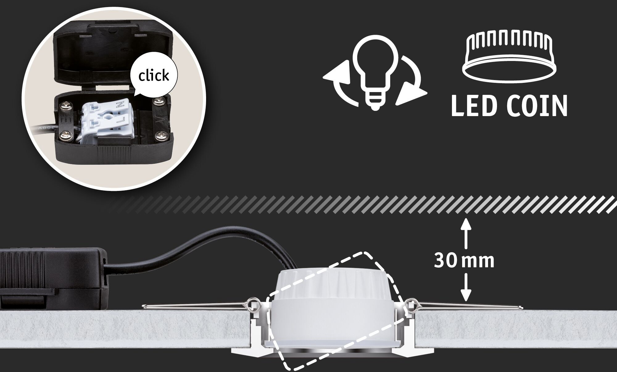 Paulmann LED Bad-Einbauleuchte »Gil«, Schutzart IP44, 3-Stufen-dimmbar, Ø 6,8 cm, inkl. LED Leuchtmittel