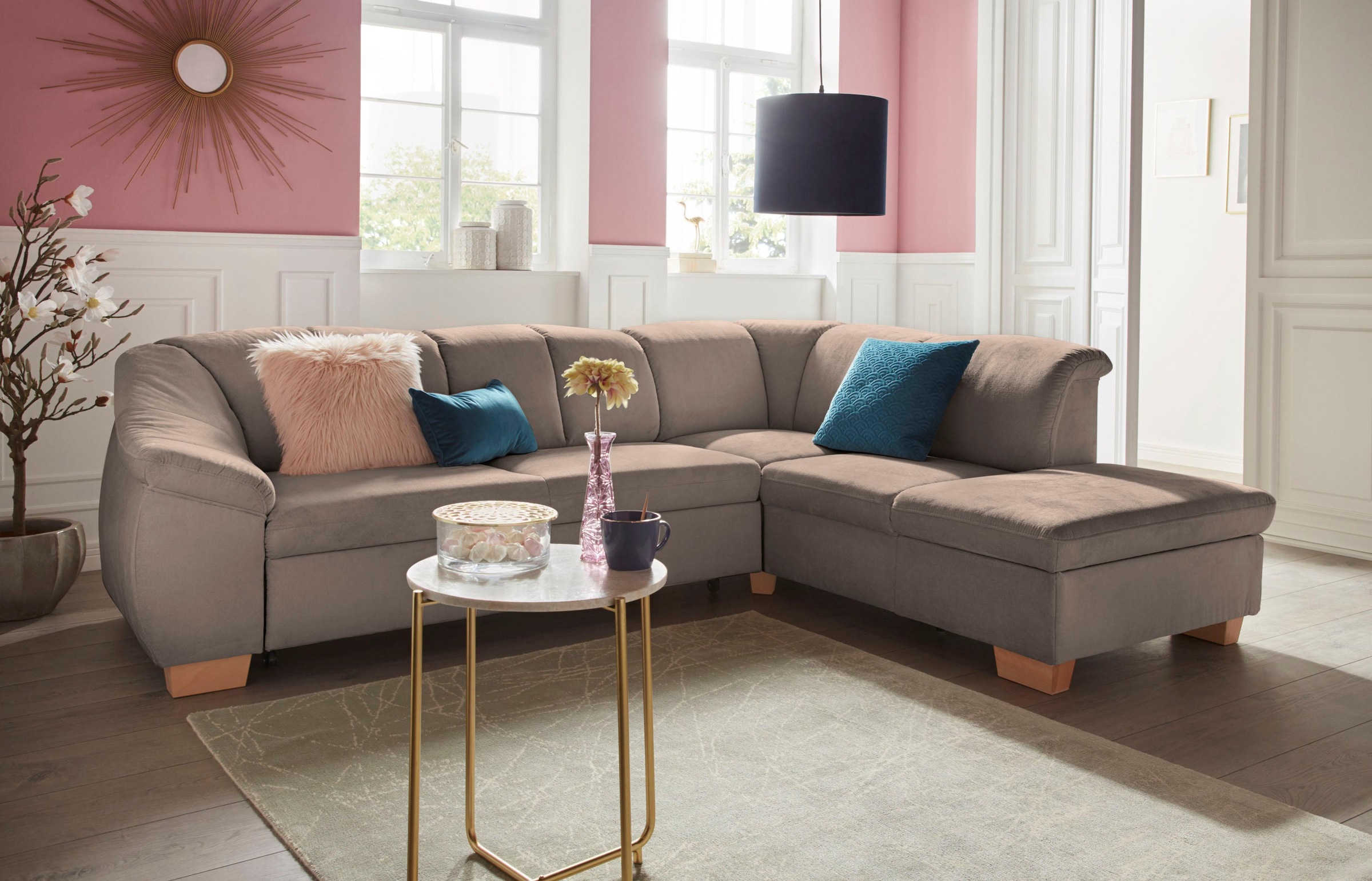 sit&more Ecksofa »Santo L-Form«, mit Federkern, wahlweise mit Bettfunktion günstig online kaufen