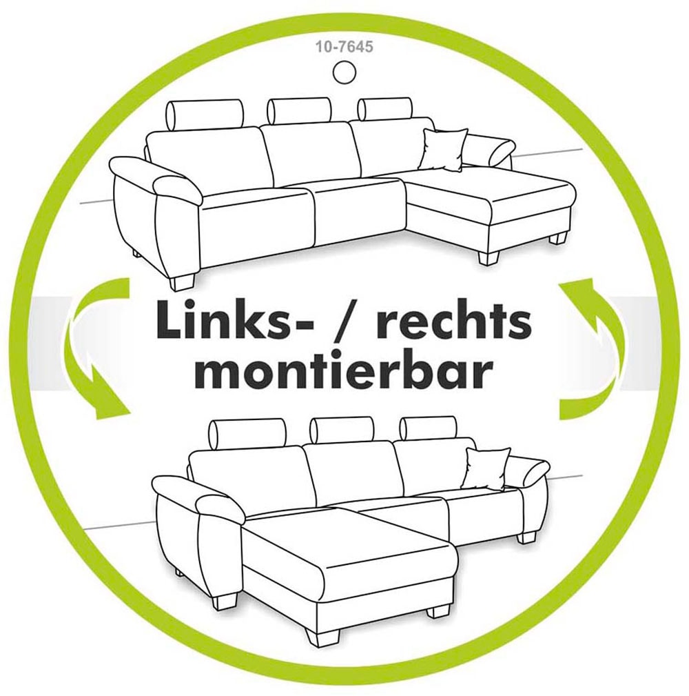 Jockenhöfer Gruppe Ecksofa »Loggia, Wellenfederung«, Ottomane links oder rechts montierbar, flexible Armlehnen