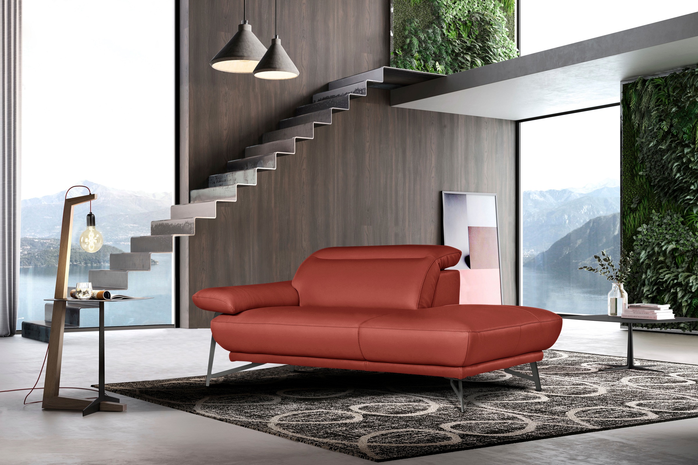 Egoitaliano Ottomane »Anais, Designsofa mit hohem Sitzkomfort, Designfuß«, Solitärmöbel als Blickfang, inkl. verstellbarer Kopfstützen