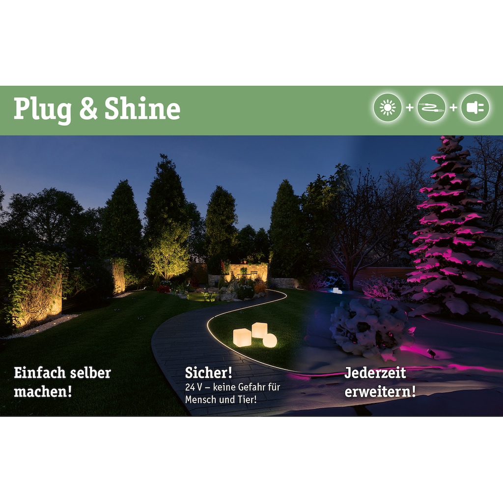 Paulmann LED Gartenstrahler »Plug & Shine«, 1 flammig-flammig, LED-Modul, IP65 3000K 24V