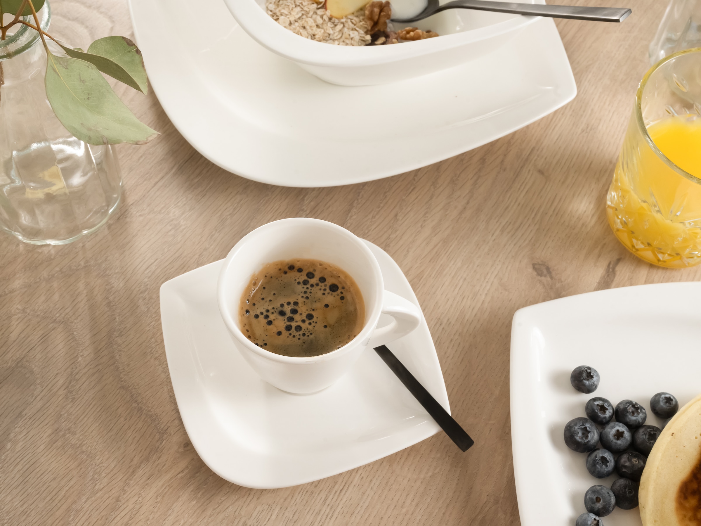 CreaTable Kombiservice »Geschirr-Set Melbourne«, (Set, 30 tlg., Kaffeeservice und Tafelservice im Set, für 6 Personen), Service, elegante Blattform, 30 Teile, für 6 Personen