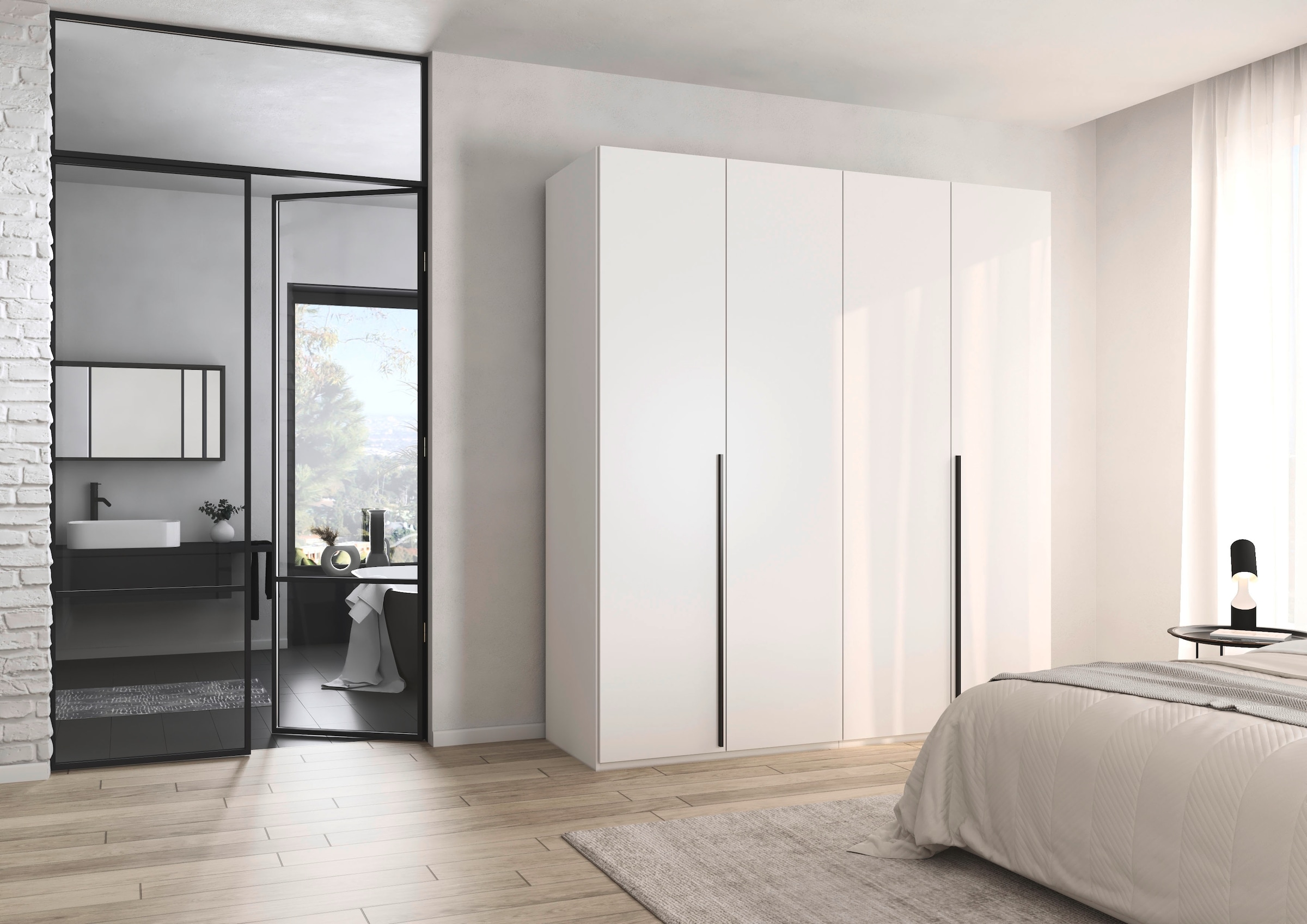 rauch Drehtürenschrank »Kleiderschrank Schrank Garderobe Wäscheschrank BESTSELLER MONTCLAR« 3 Ausstattungen BASIC/CLASSIC/PREMIUM, Breiten 201/251/301/350/400 cm,  Front in Glas/Hochglanz/Dekor/Grauspiegel in 5 Breiten MADE IN GERMANY