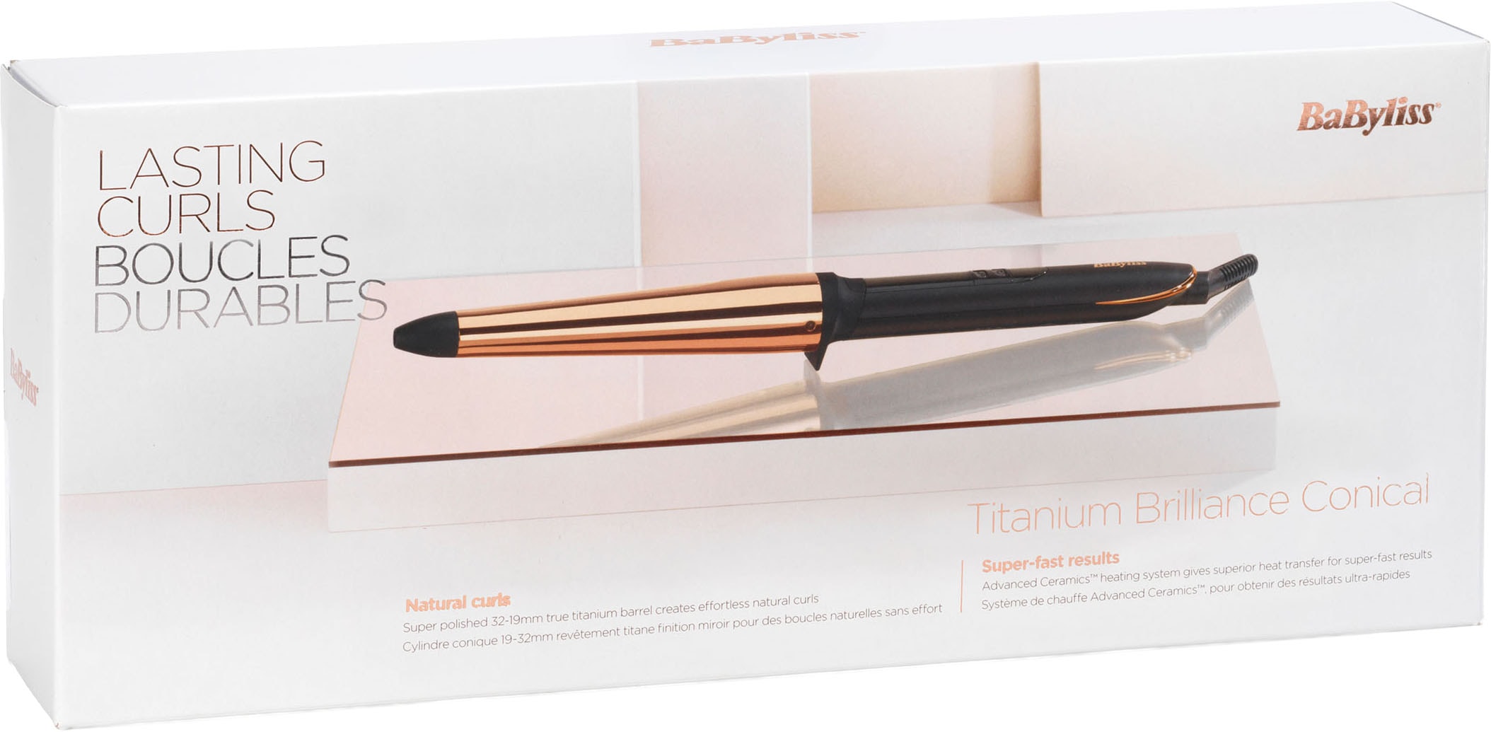 BaByliss Lockenstyler »BaByliss Titanium Brilliance Conical Lockenstab, konisch, C458E« 19-32mm Durchmesser, Titan-Beschichtung, 6 Temperaturstufen bis 210 °C