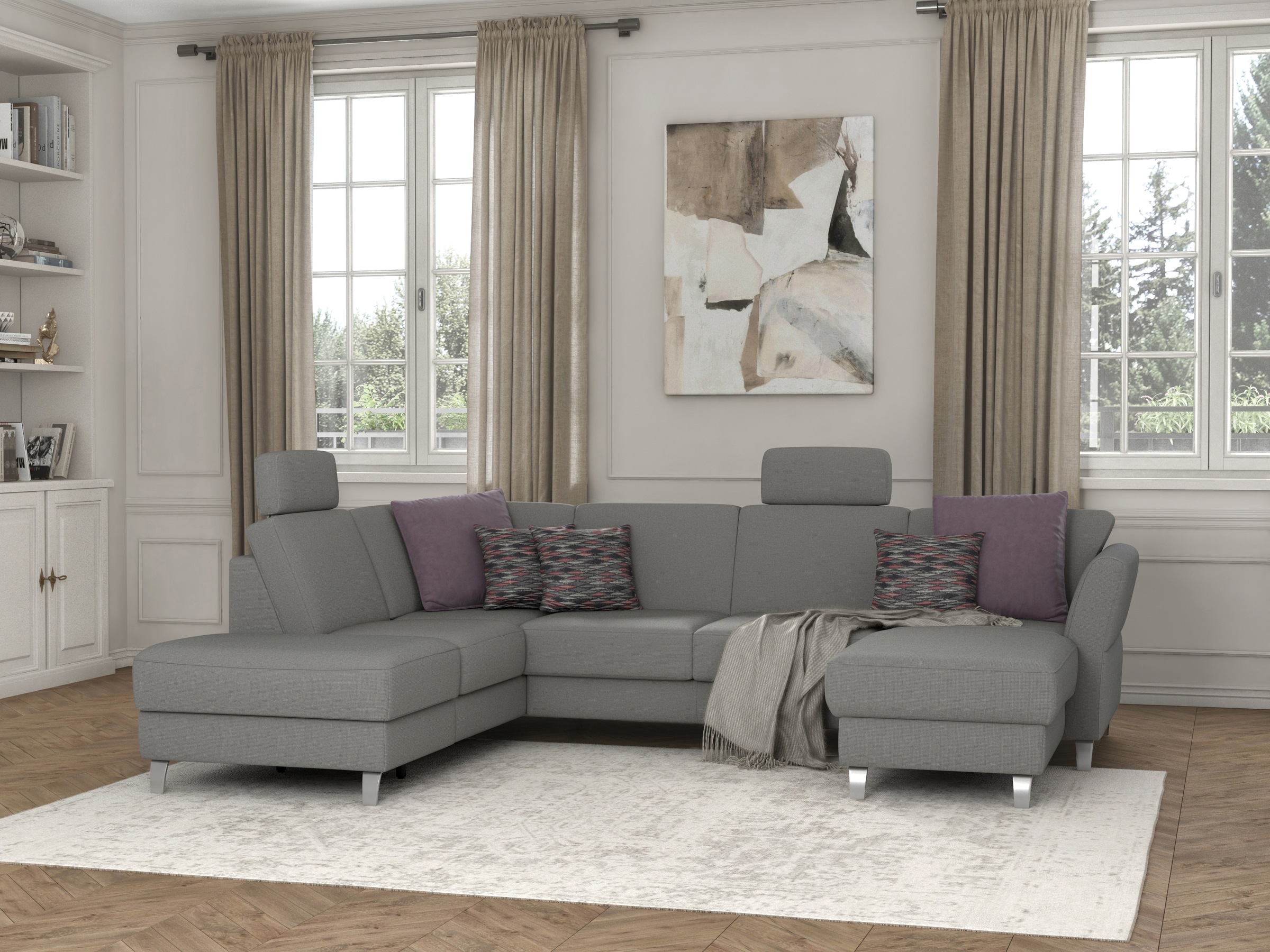 sit&more Wohnlandschaft »Visby U-Form«, Wahlweise mit Bettfunktion und Stauraum, frei im Raum stellbar