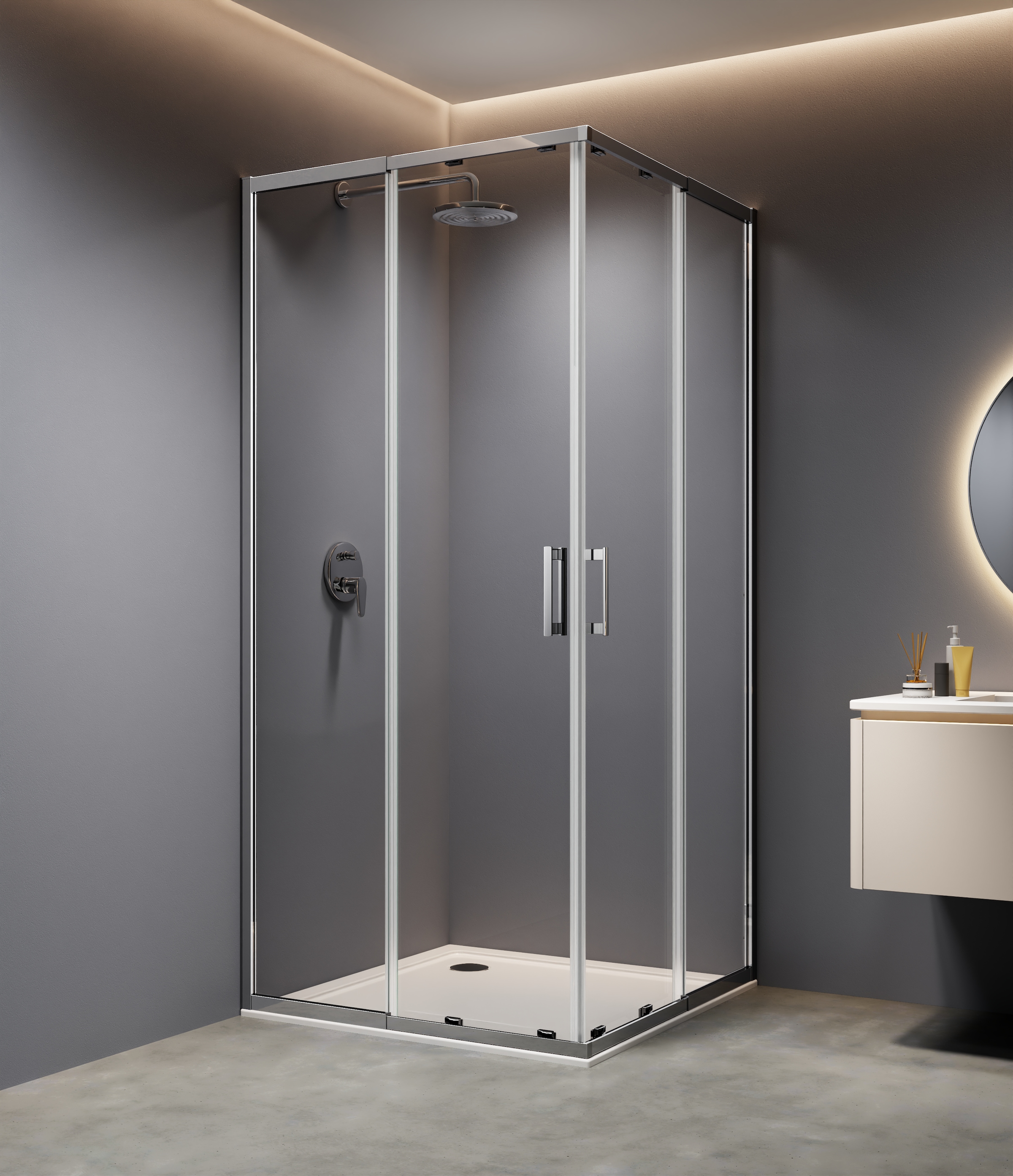 welltime Eckdusche »Trento Slimline« Verstellbereich 80-90cm, 5mm ESG, verbessertes Rollensystem