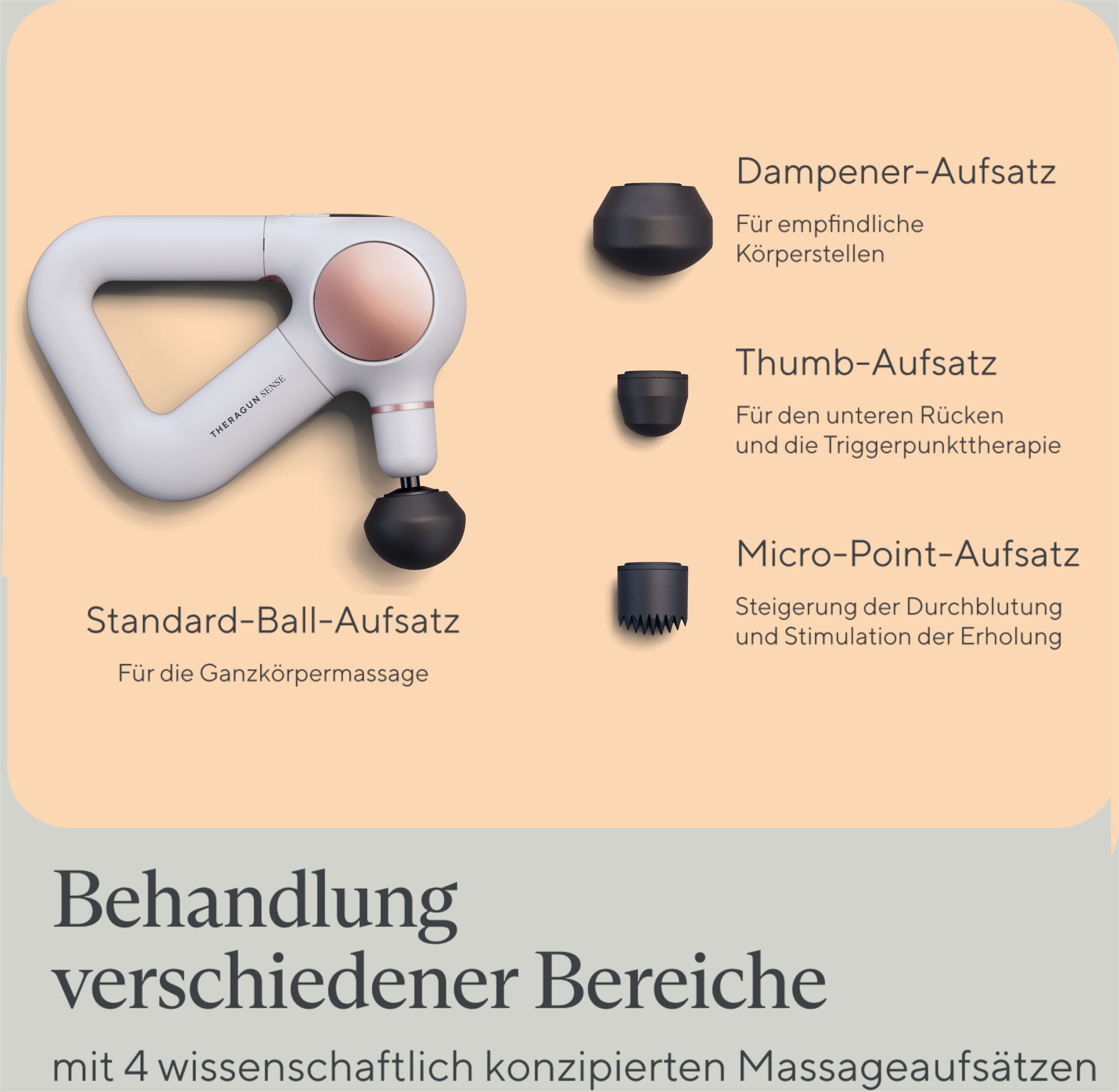 Therabody Massagepistole »Theragun Sense, Stressreduktion, Schmerzlinderung, Erholung«, geführte Atemübungen inkl. TheraMind Klang Therapie