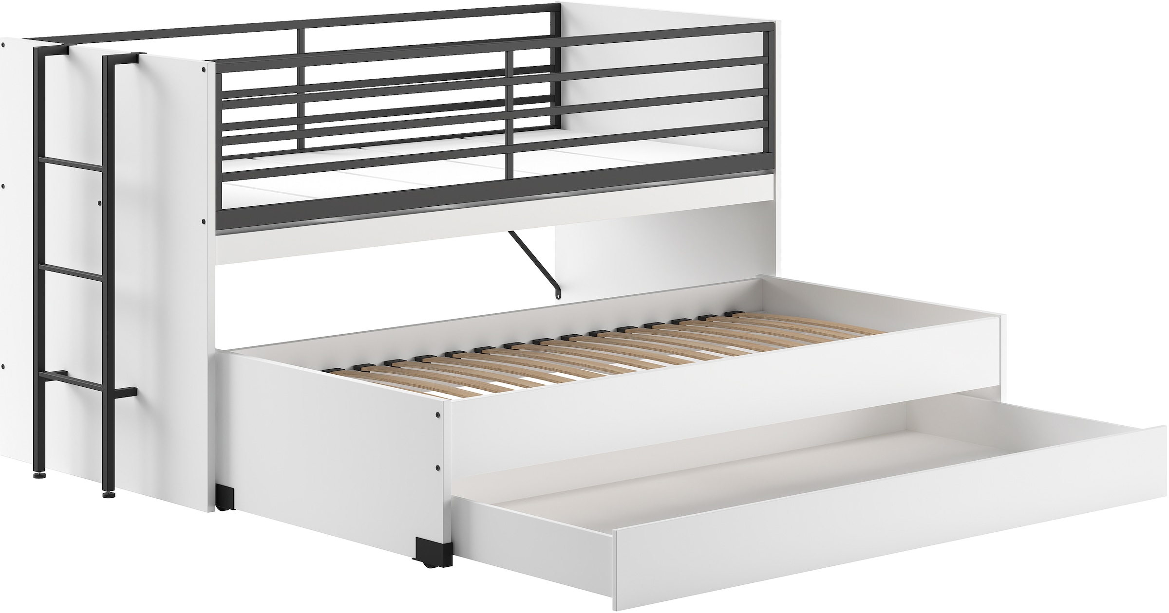 Home affaire Etagenbett, (Made in Europe), für kleine Räume, 2 Liegefl., Bettschublade, inkl. Schreibtisch, Dekor