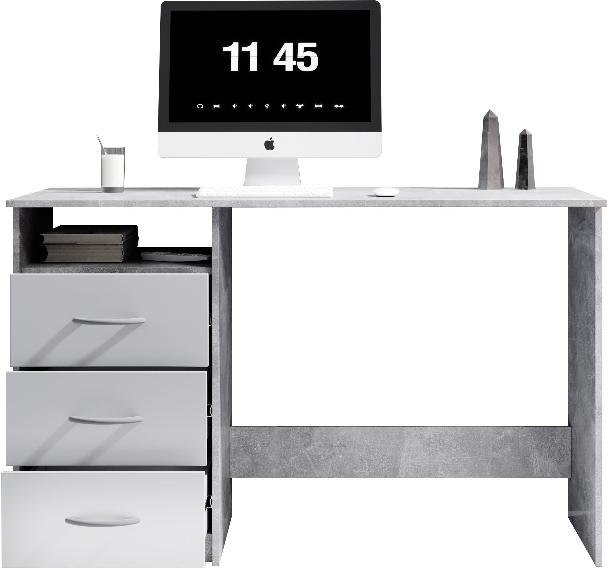 BEGA OFFICE Schreibtisch »Adria, Computertisch,«, Schubkästen rechts oder links montierbar, Breite 123 cm