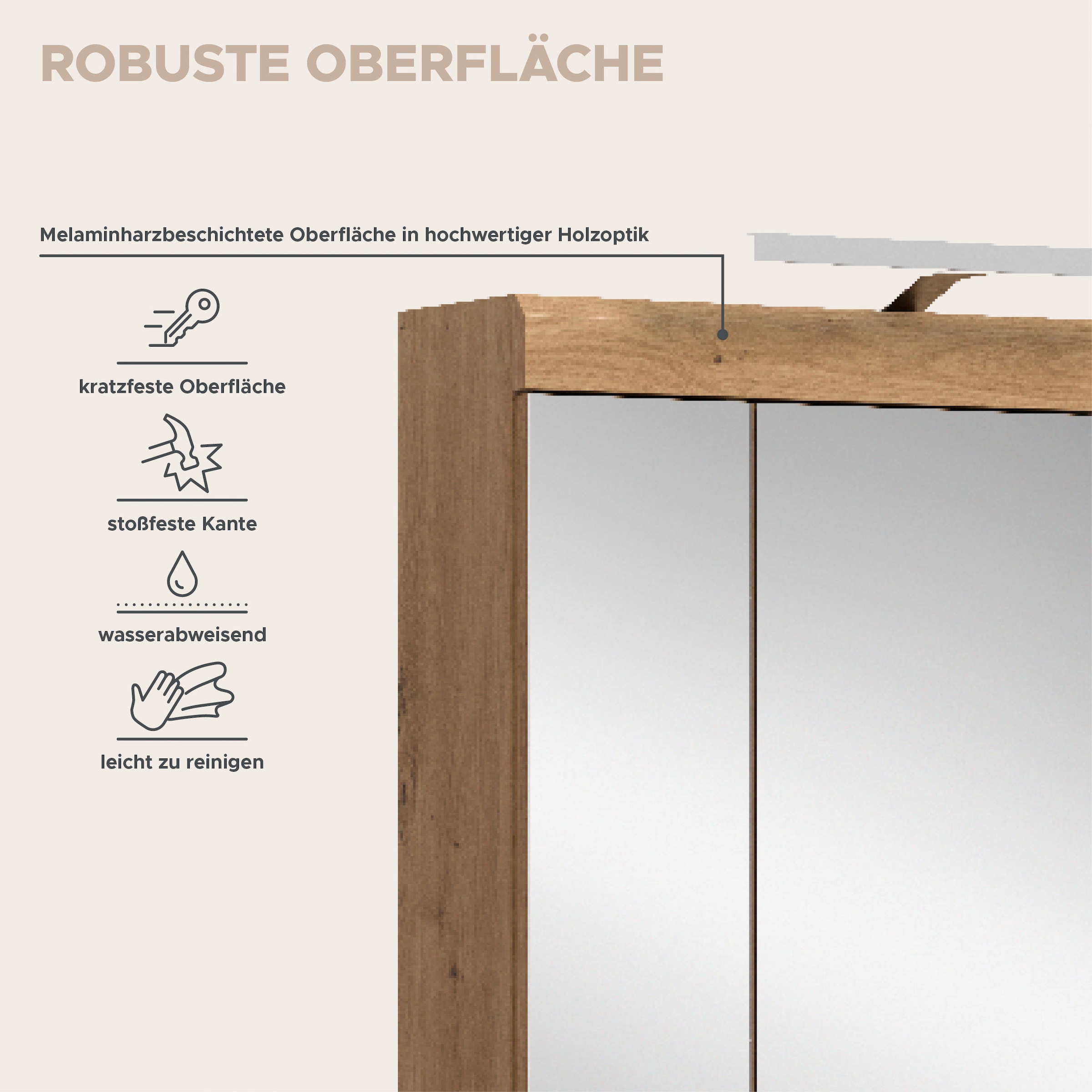 welltime Badezimmerspiegelschrank »SIENA, Breite 60cm, inkl. Beleuchtung, 3 Spiegeltüren, 9 Fächer« Set, TOPSELLER!,  in verschiedenen Farben erhältlich, Badmöbel, Badschrank, Schrank, Bad