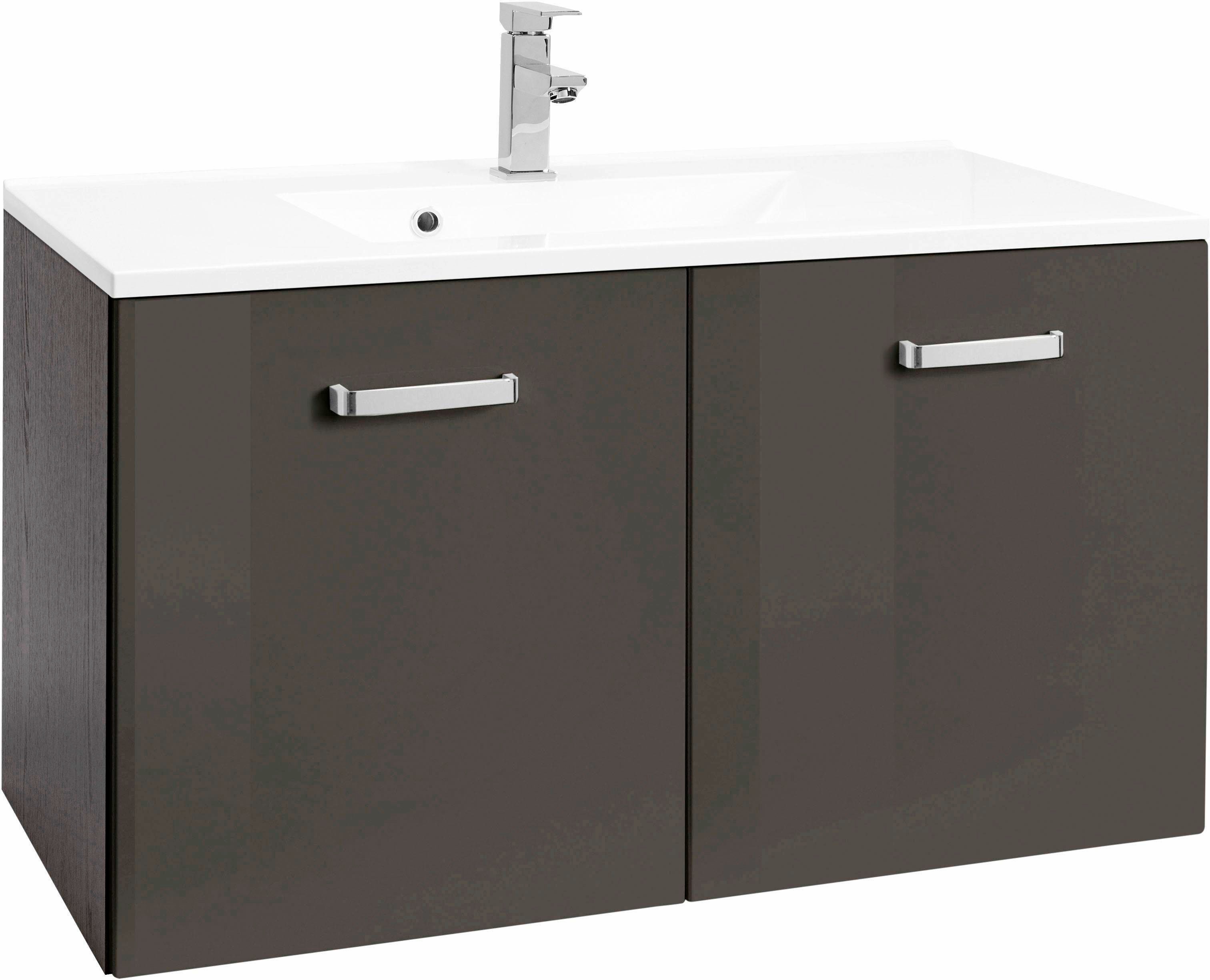 Waschbeckenunterschrank „Ravenna“, Bad, Waschtisch inkl. Waschbecken, Breite 60 cm, grau/grau/graphit B/H/T: 60 cm x 54 cm x 48 cm