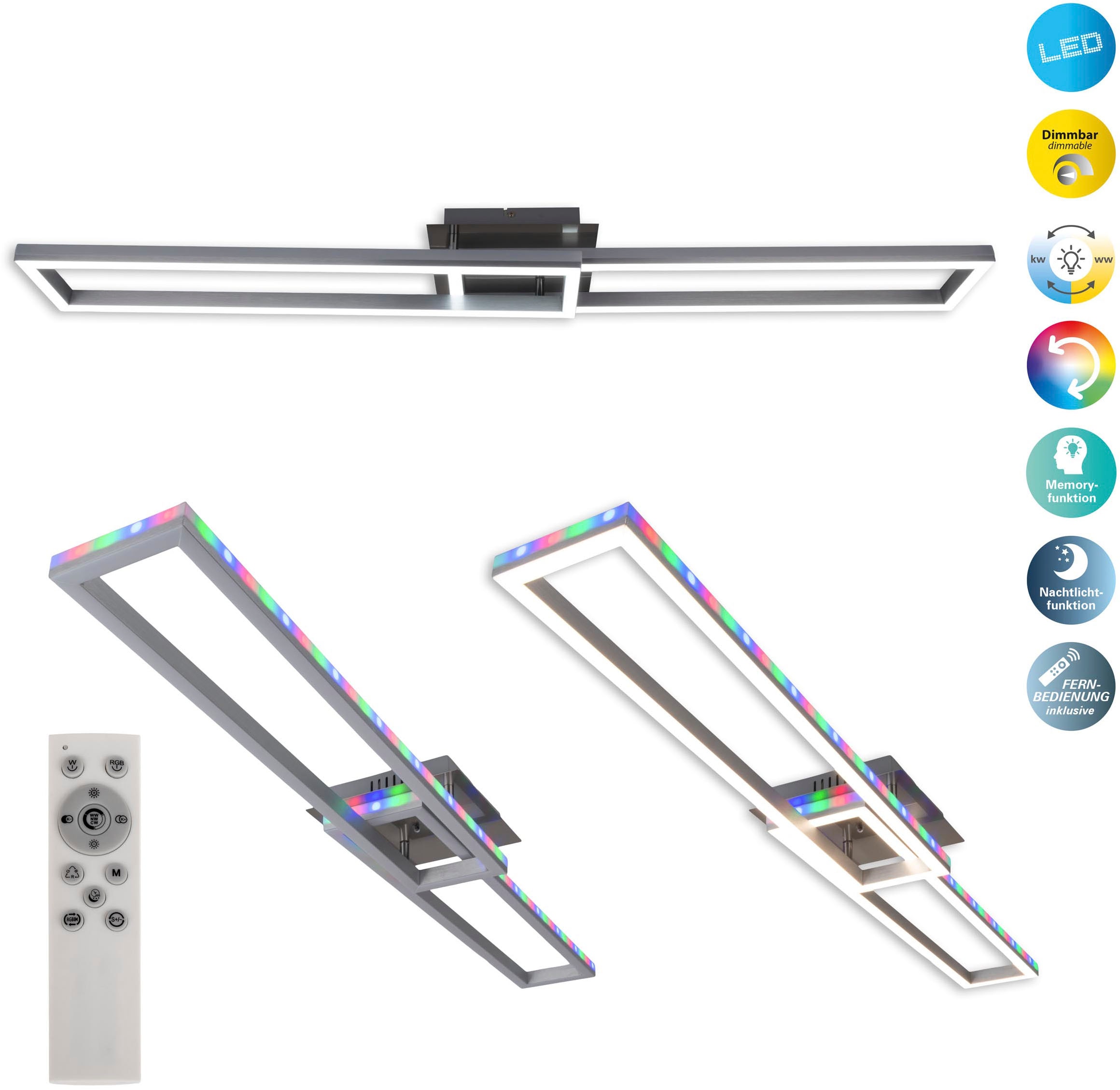 näve LED Deckenleuchte »BANTRY«, 1 flammig, CCT, RGB-Backlight, dimmbar, Me günstig online kaufen