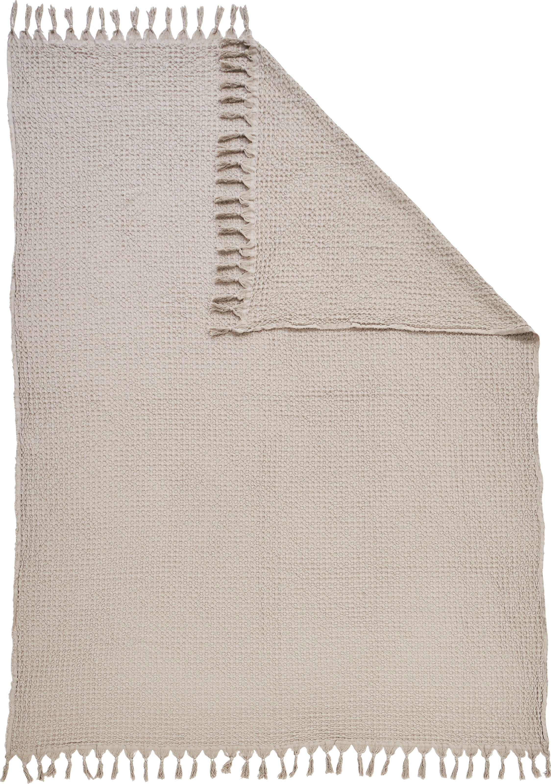 done.® Wohndecke »Ella«, Wohndecke mit Waffelstruktur und handgeknoteten Fransen, Kuscheldecke