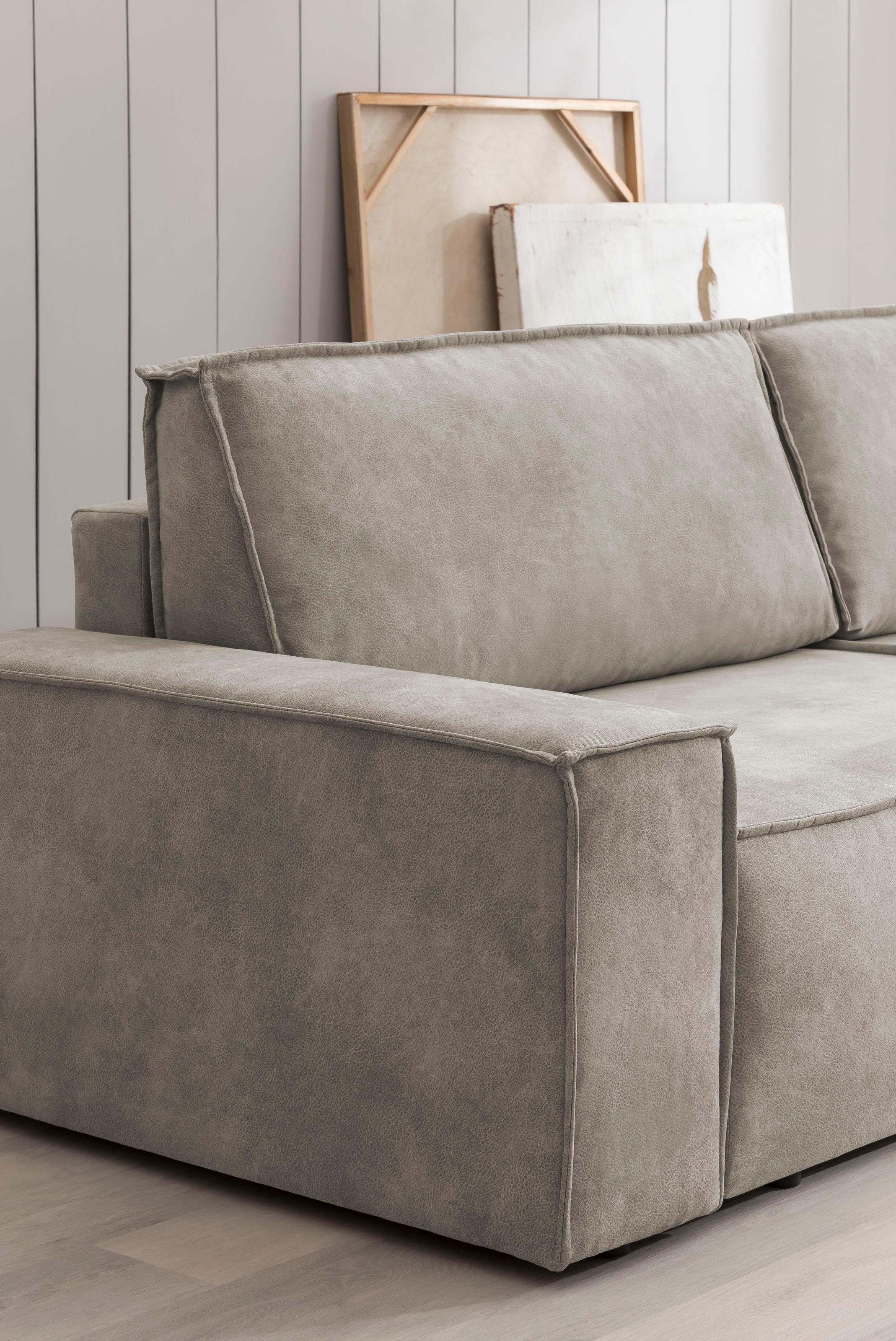 Home affaire Ecksofa SHERWOOD Schlafsofa 267 cm, L-Form, Schlaffunktion mit Bettkasten (210x136 cm), Cord, Vintage, Samtvelours