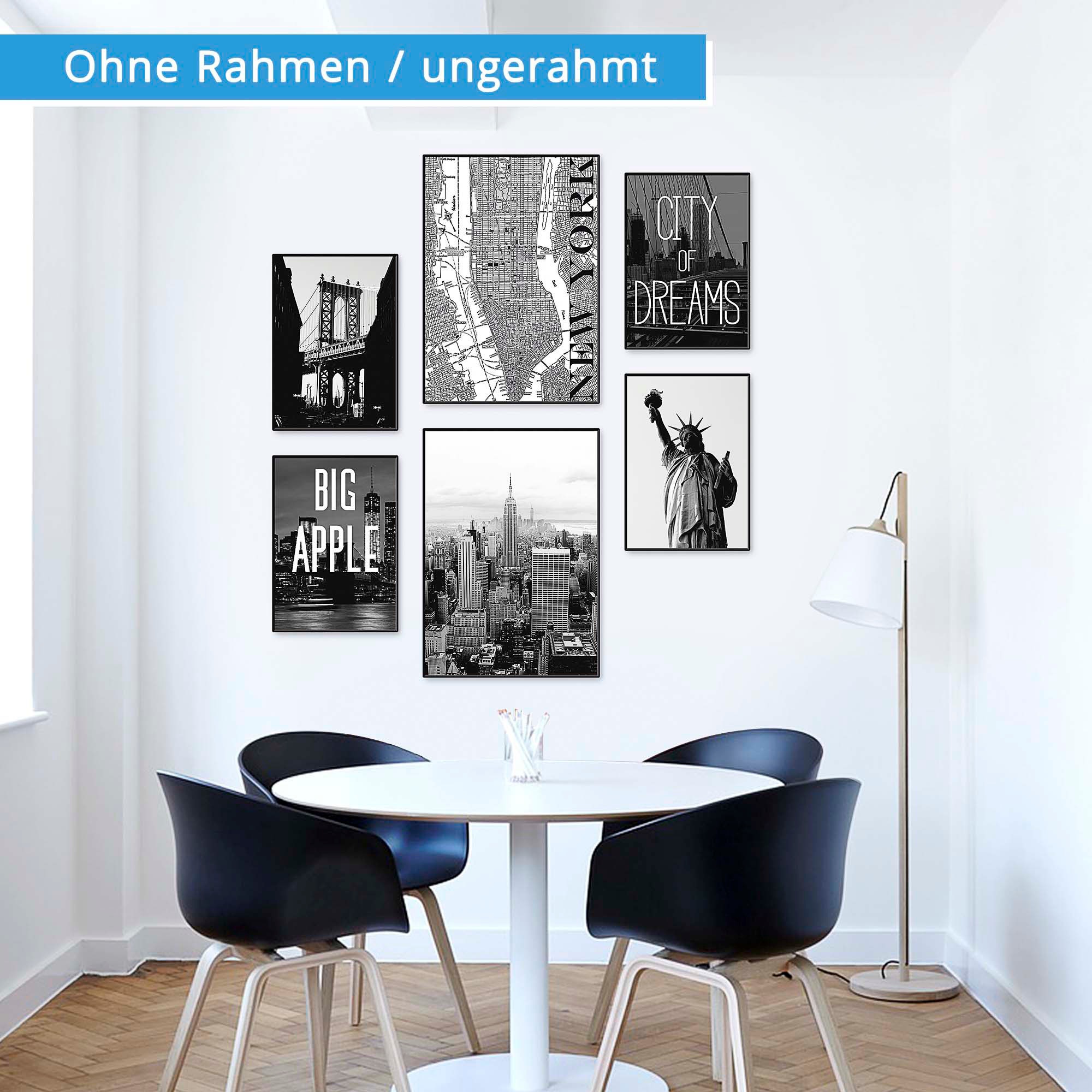 Artland Poster »Wahrzeichen von New York«, Amerika, (6 St.), Poster, Wandbild, Bild, Wandposter